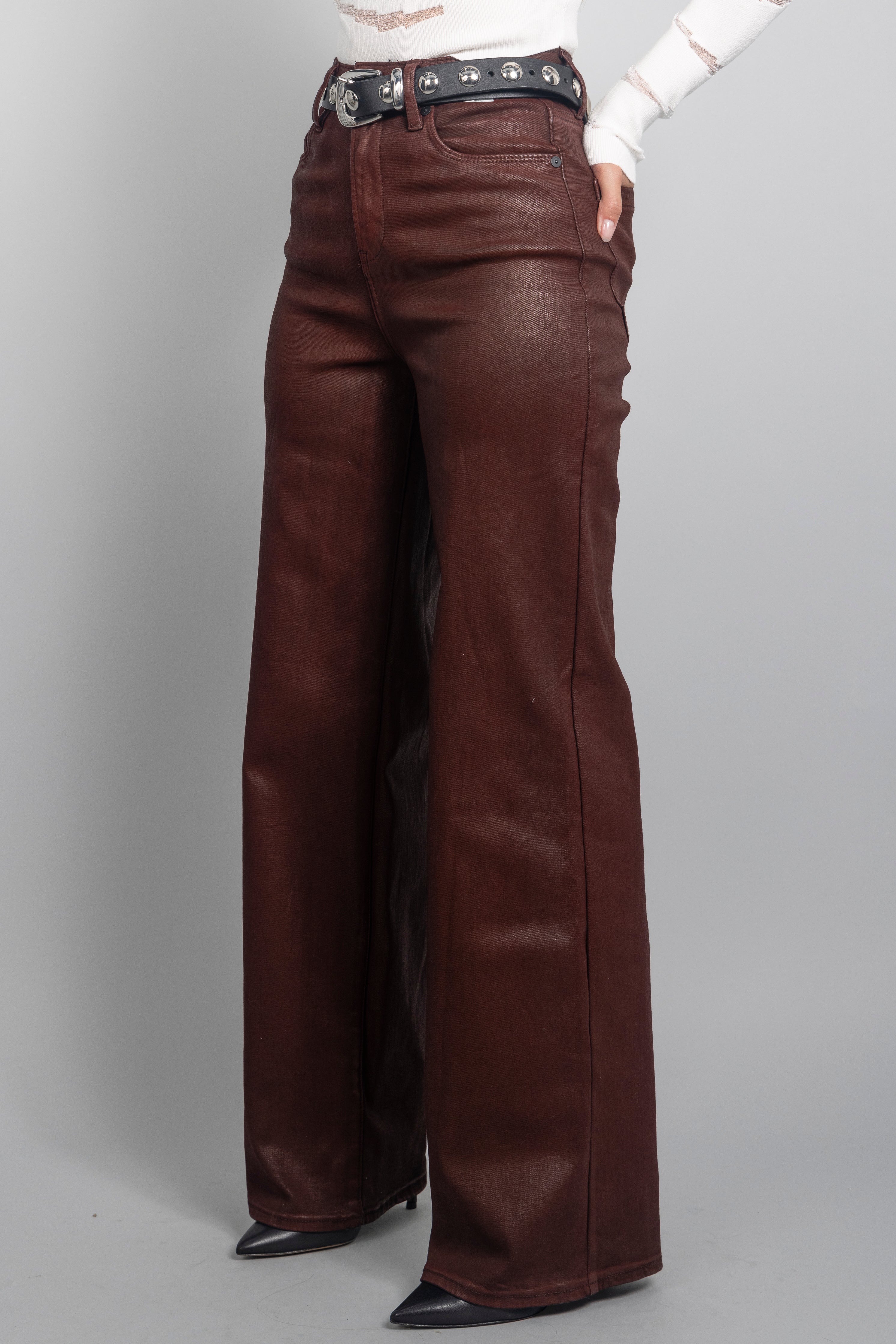 OXBLOOD COATED DENIM