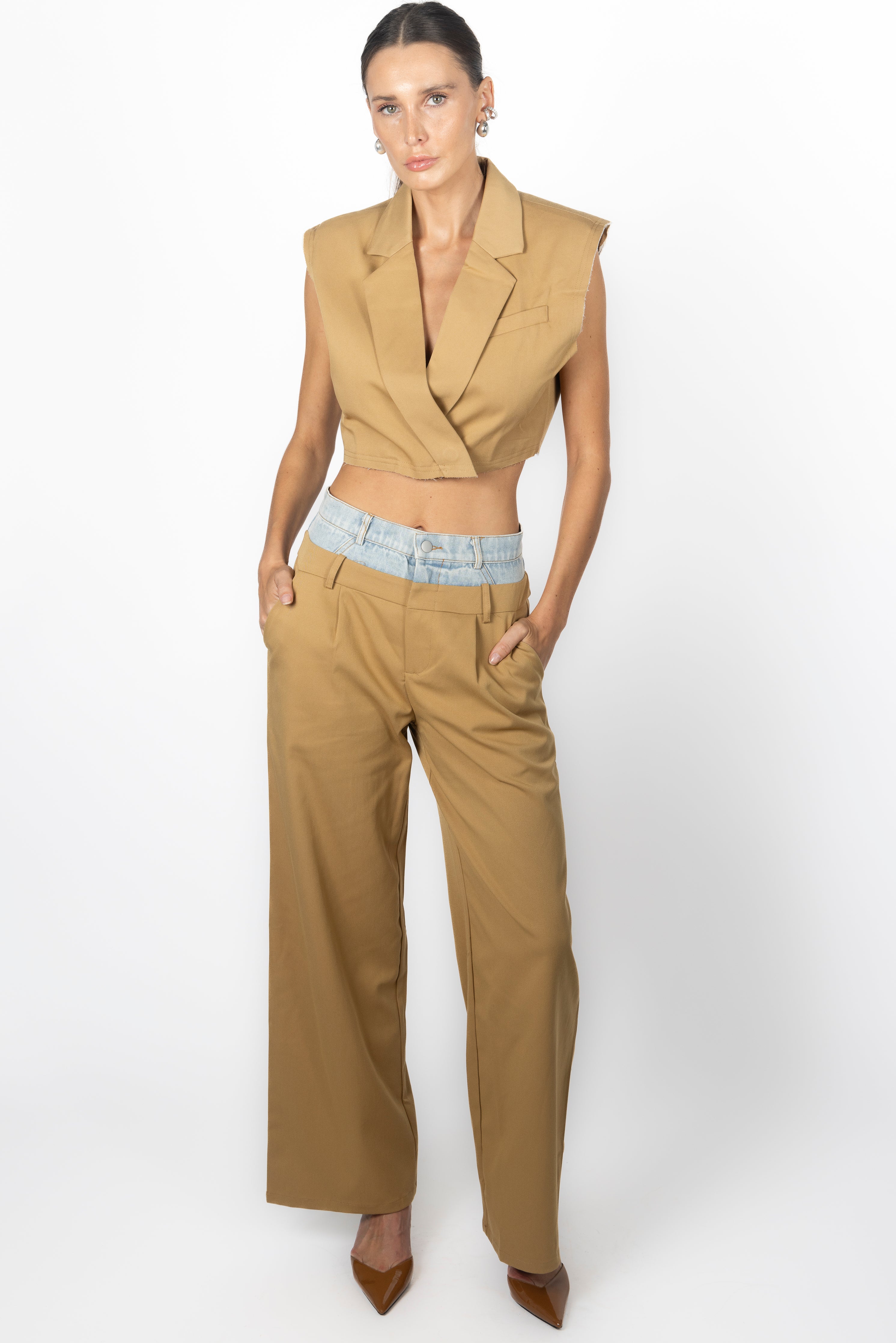 CAMEL DENIM CONTRAST PANT