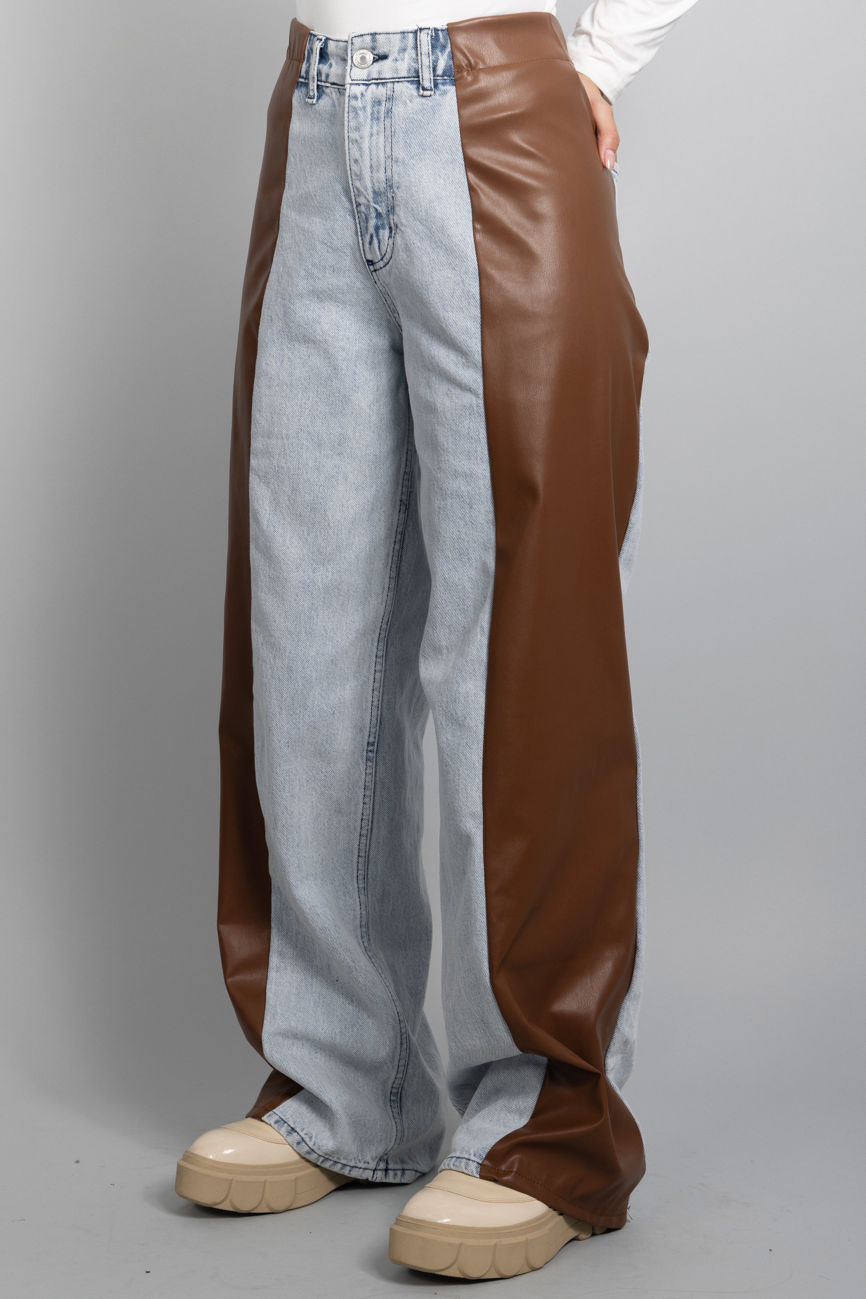 BROWN WIDE LEG DENIM