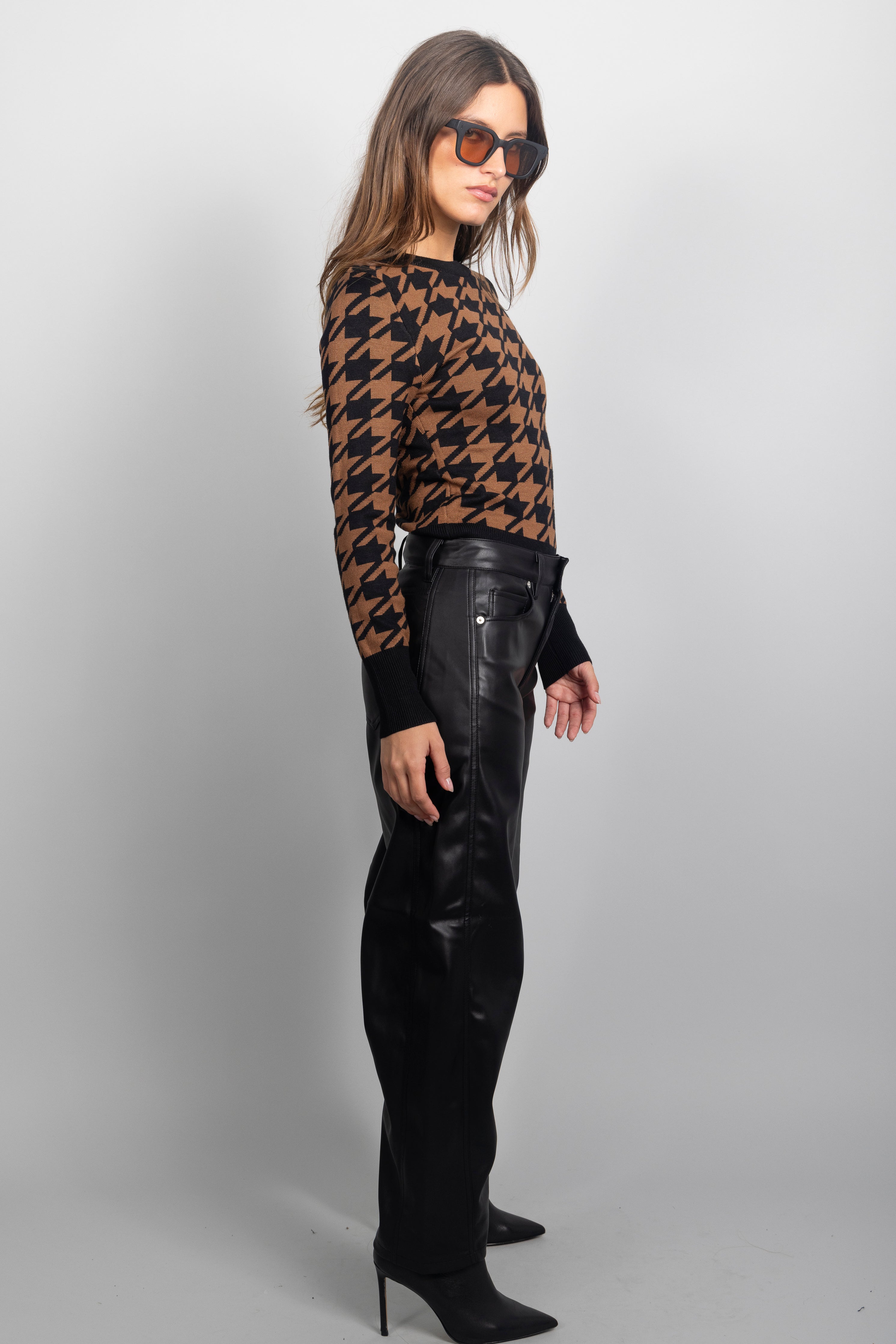 EXPRESSO HOUNDSTOOTH PULLOVER