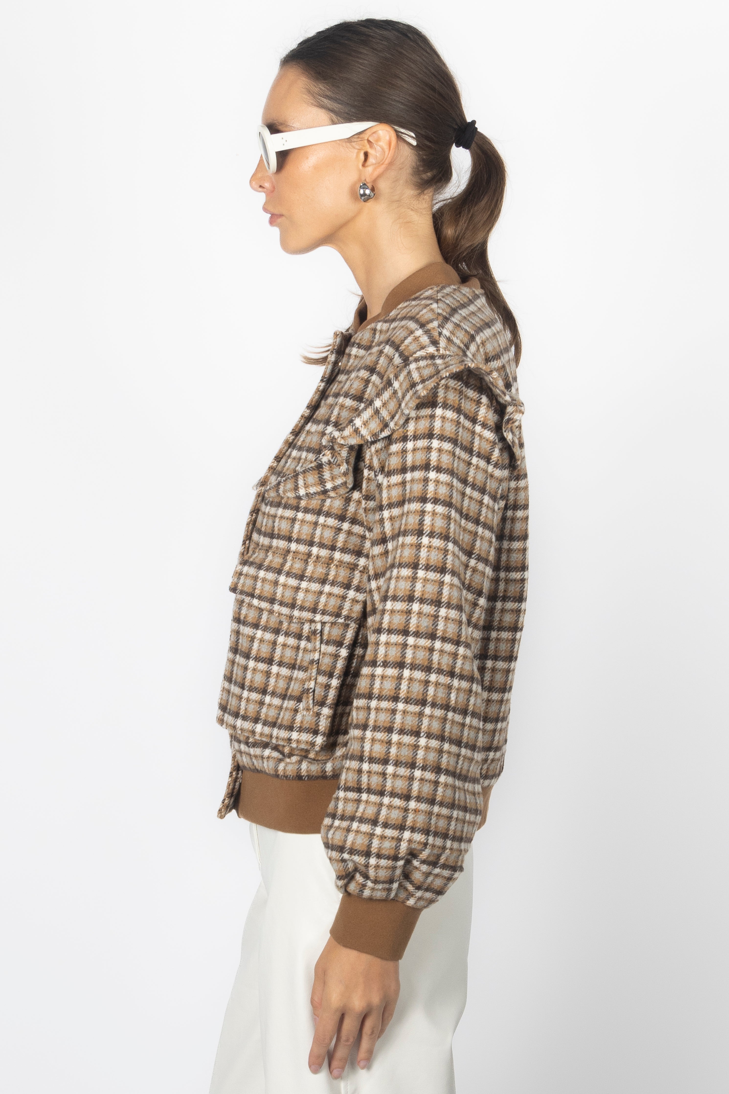 PLAID RUFFLE JACKET