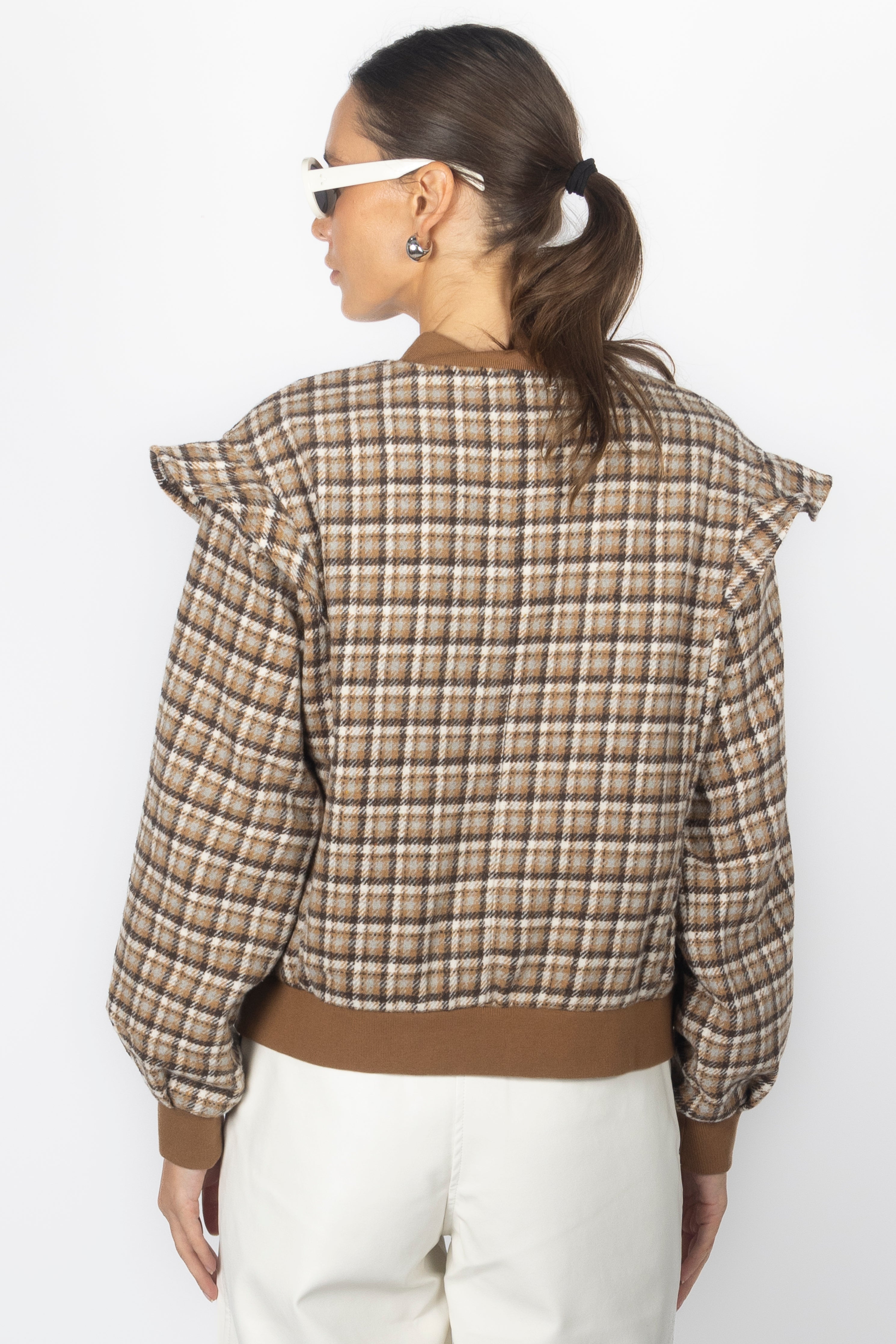 PLAID RUFFLE JACKET