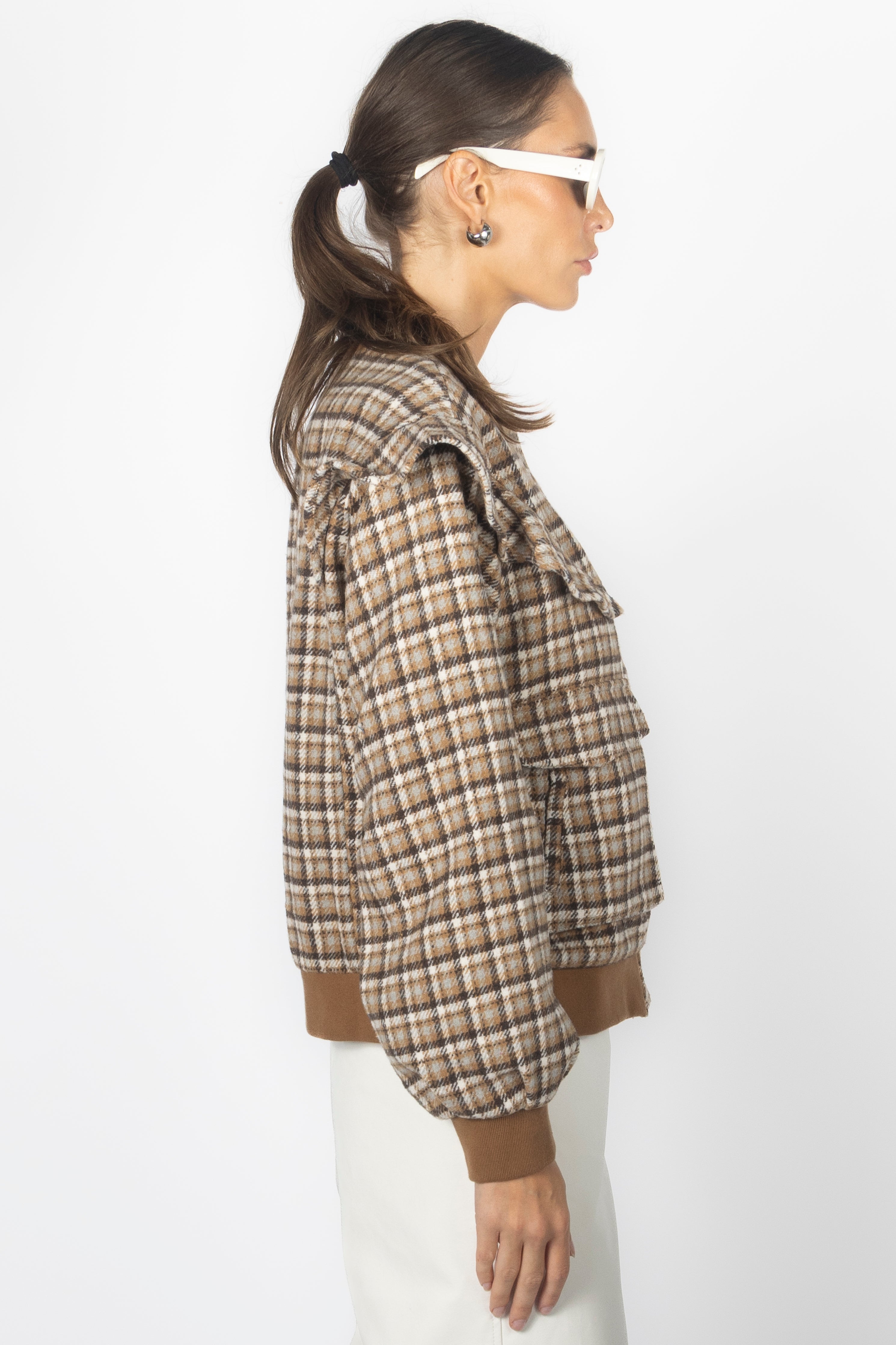 PLAID RUFFLE JACKET