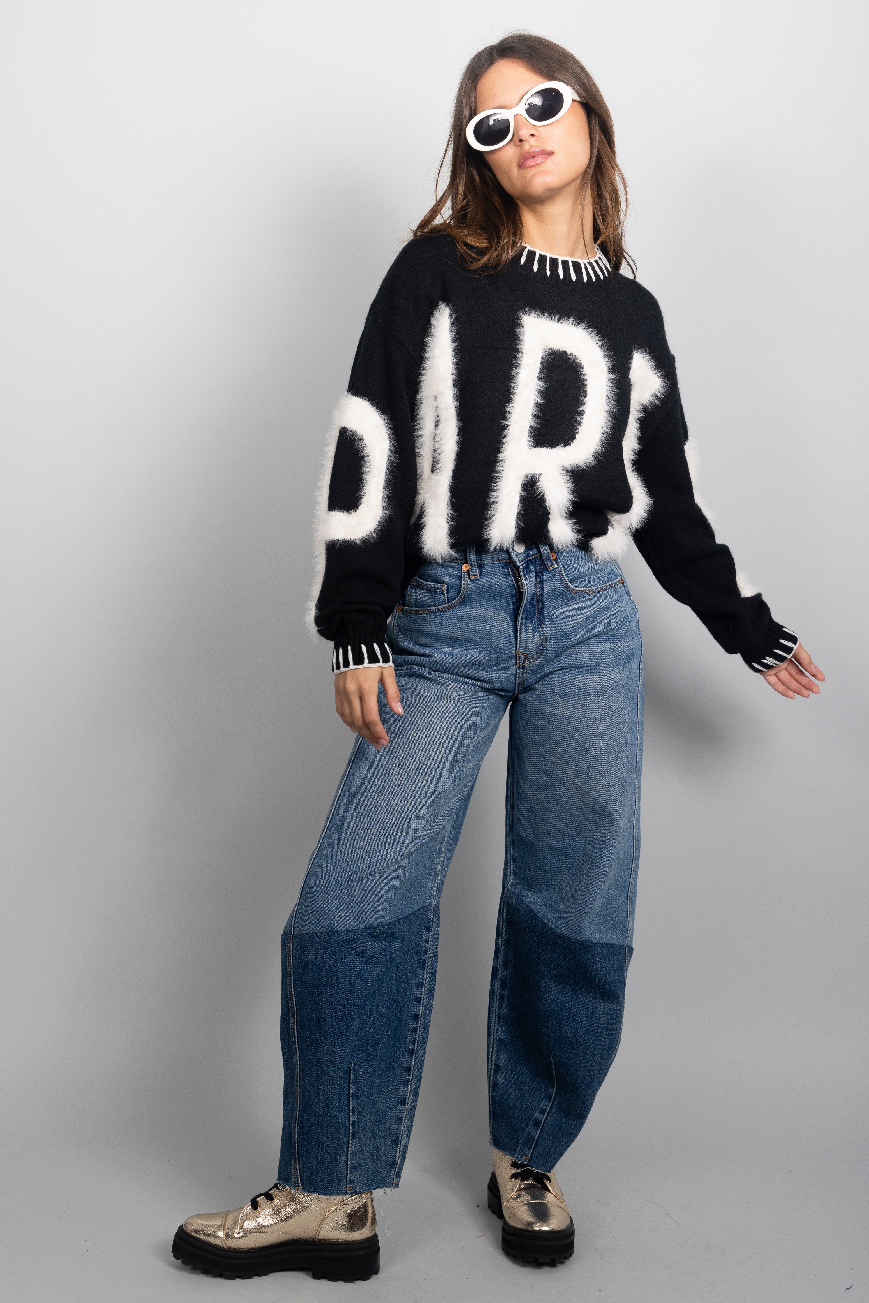 BLACK PARIS FURRY SWEATER