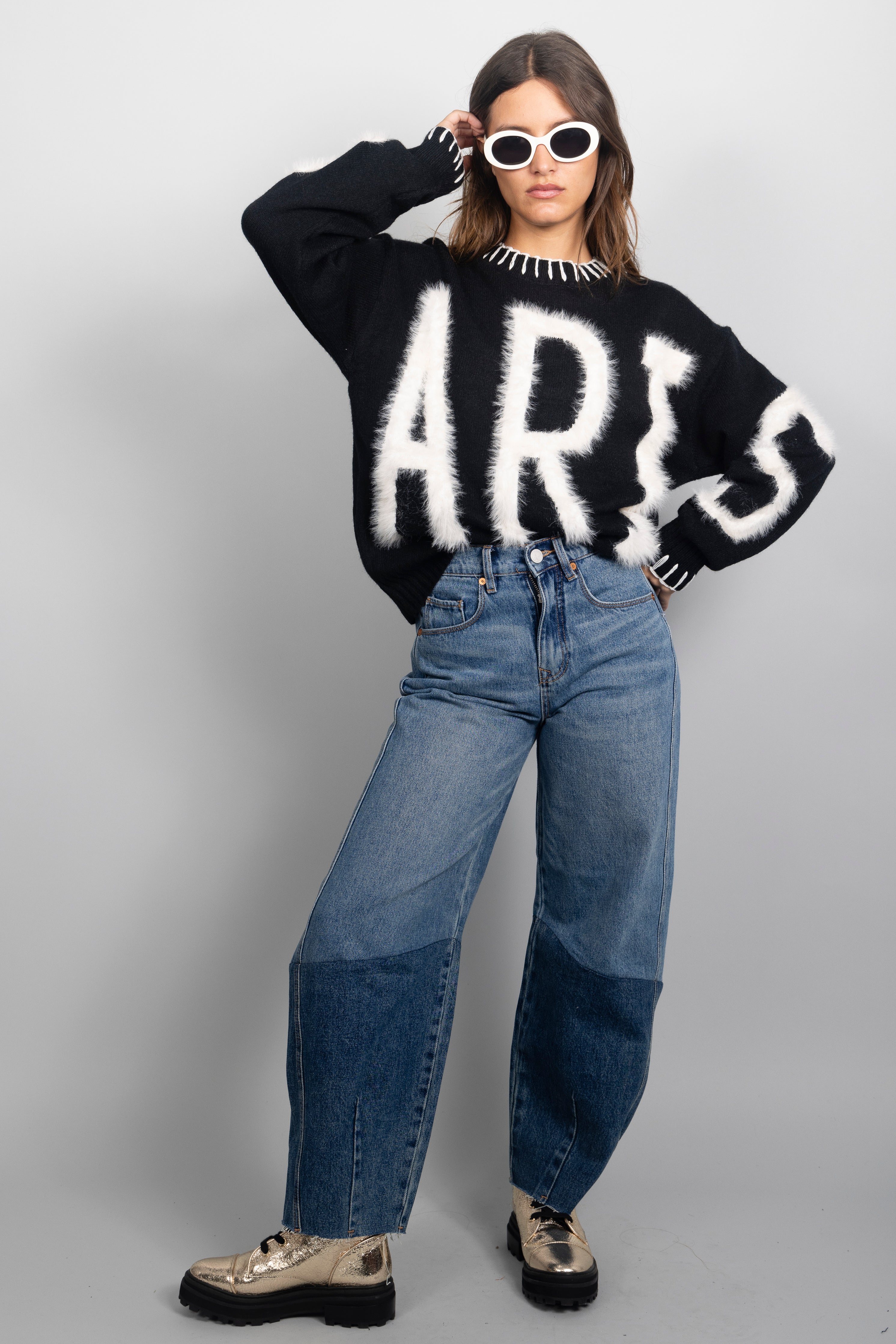 BLACK PARIS FURRY SWEATER