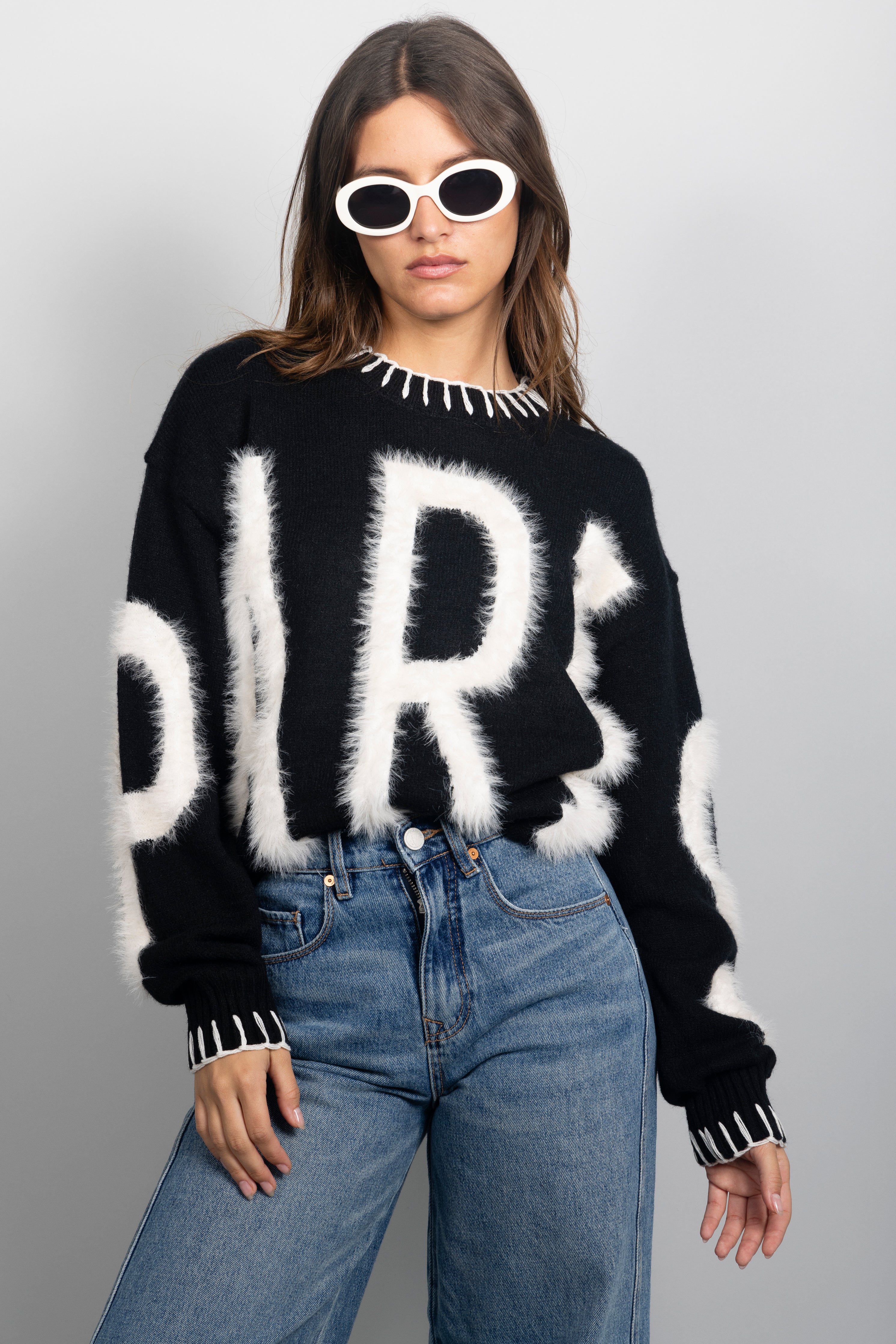 BLACK PARIS FURRY SWEATER