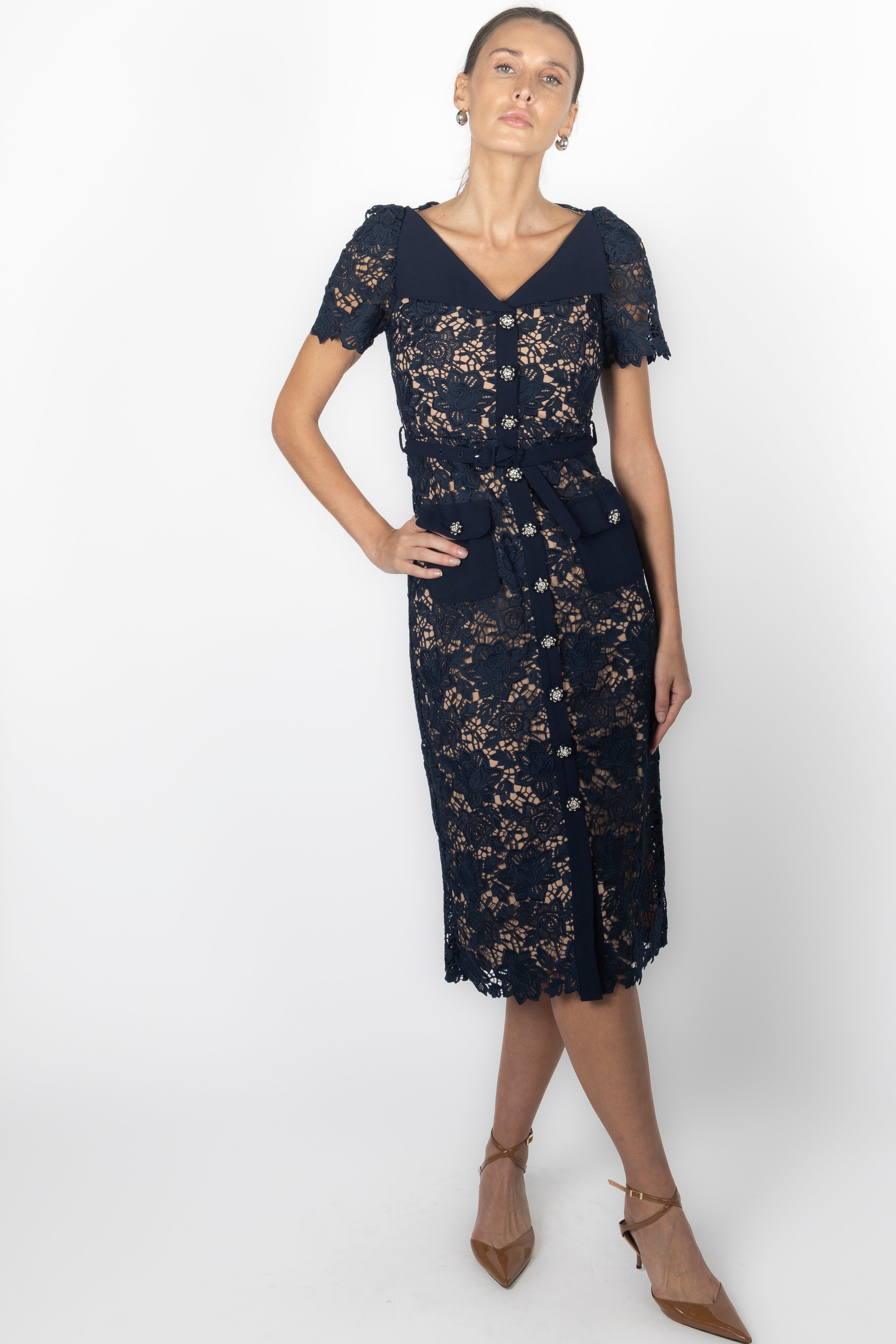 MARGOT NAVY MIDI DRESS