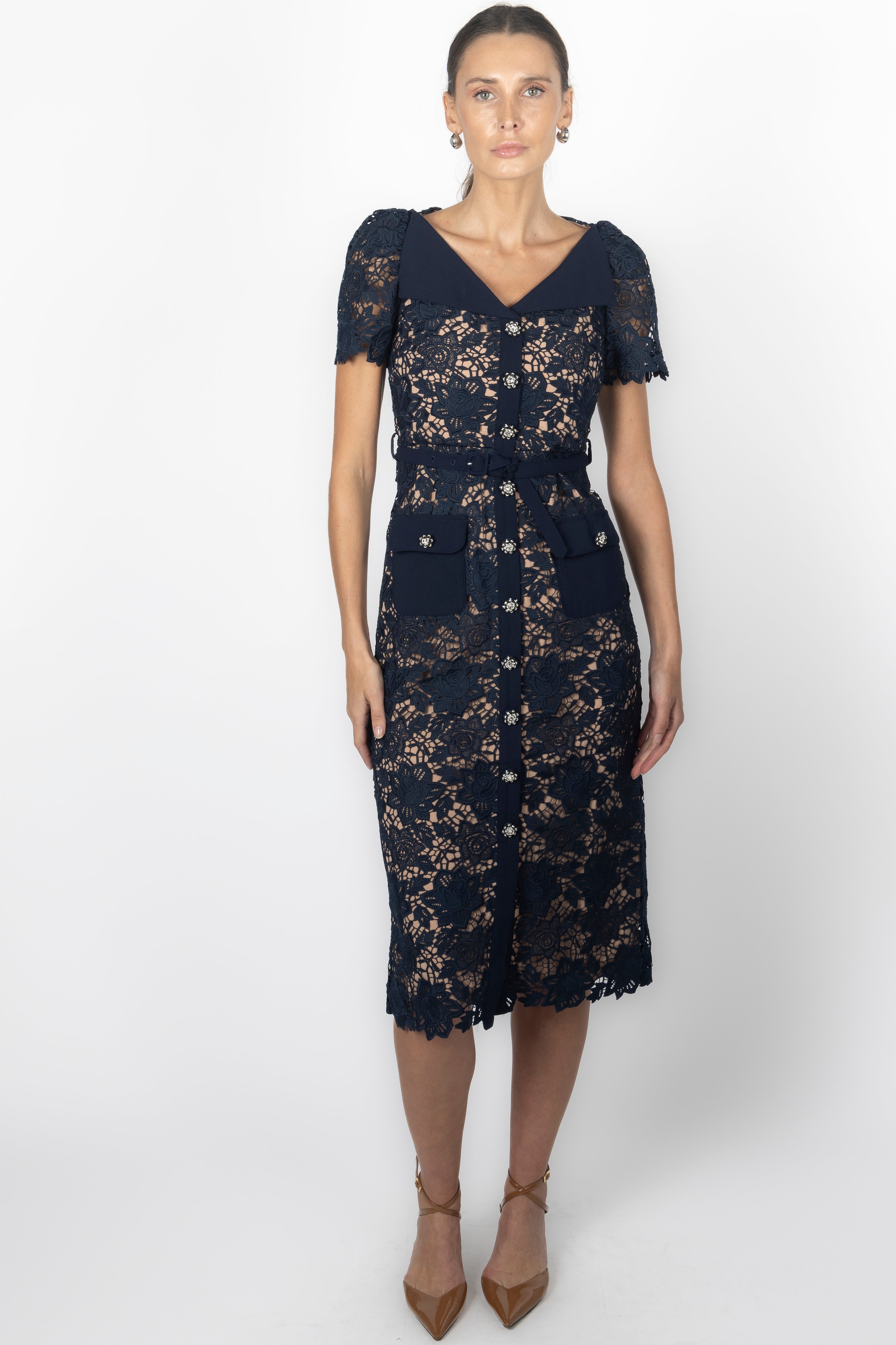 MARGOT NAVY MIDI DRESS