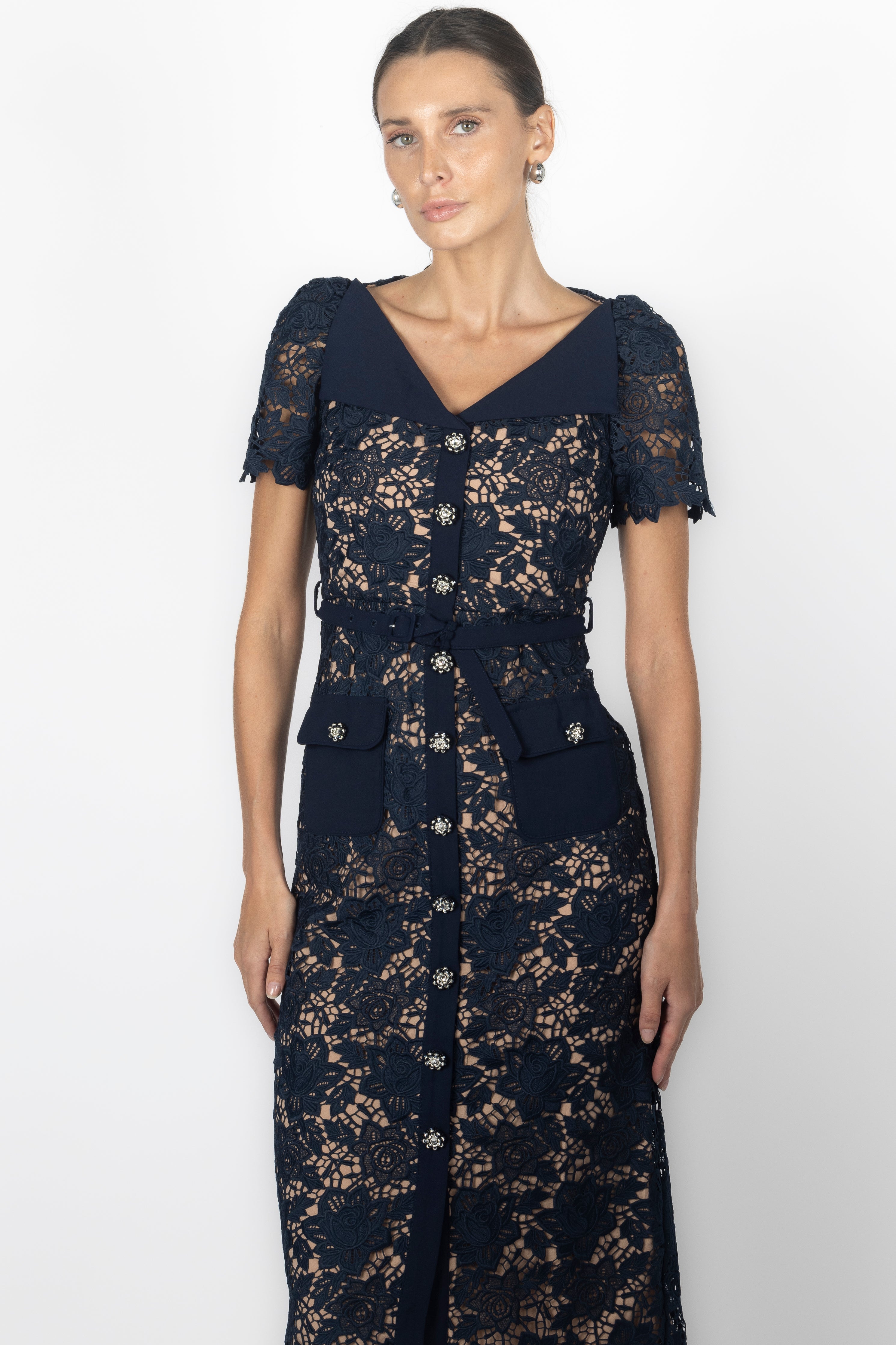 MARGOT NAVY MIDI DRESS