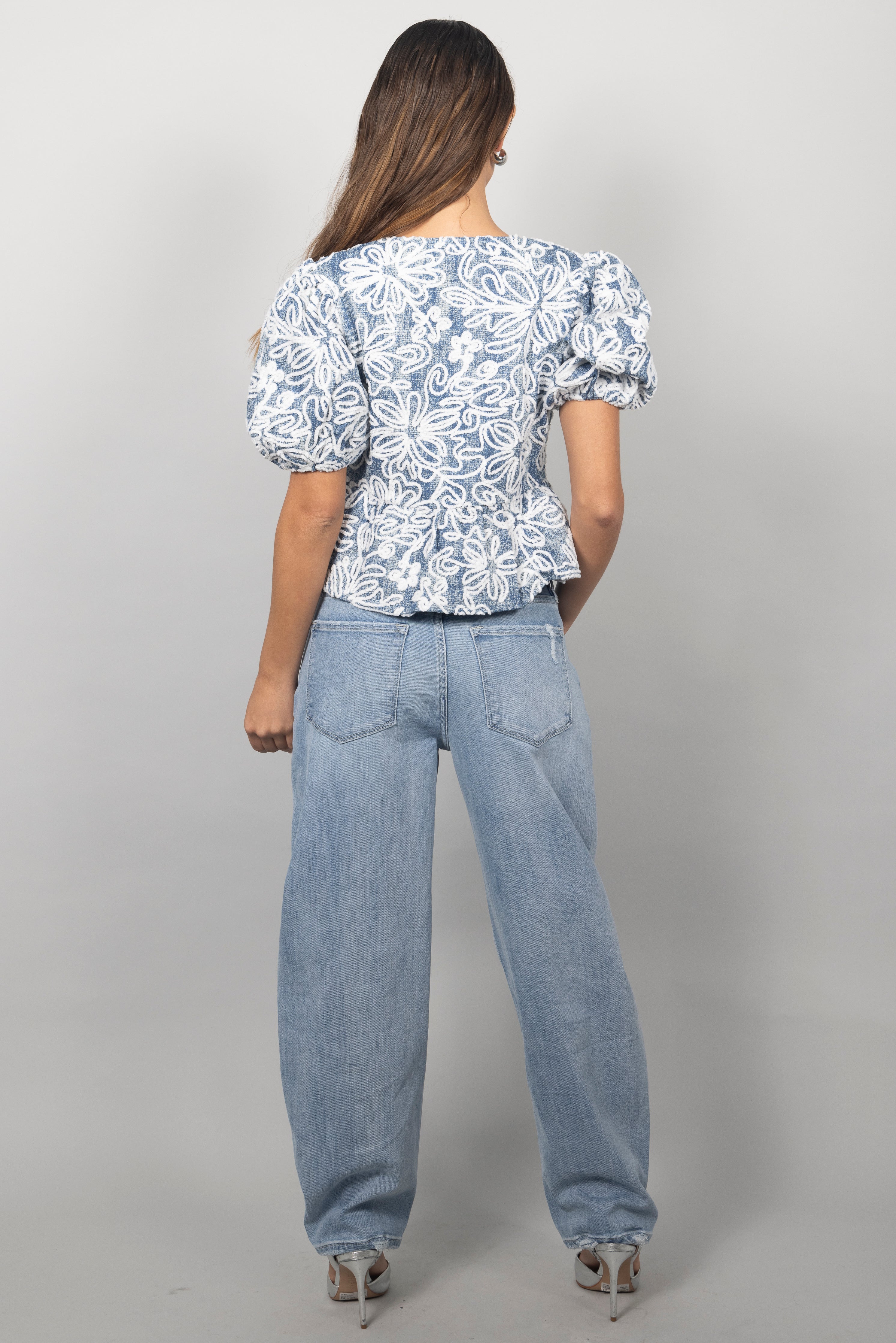 BLOOM TIE DENIM TOP