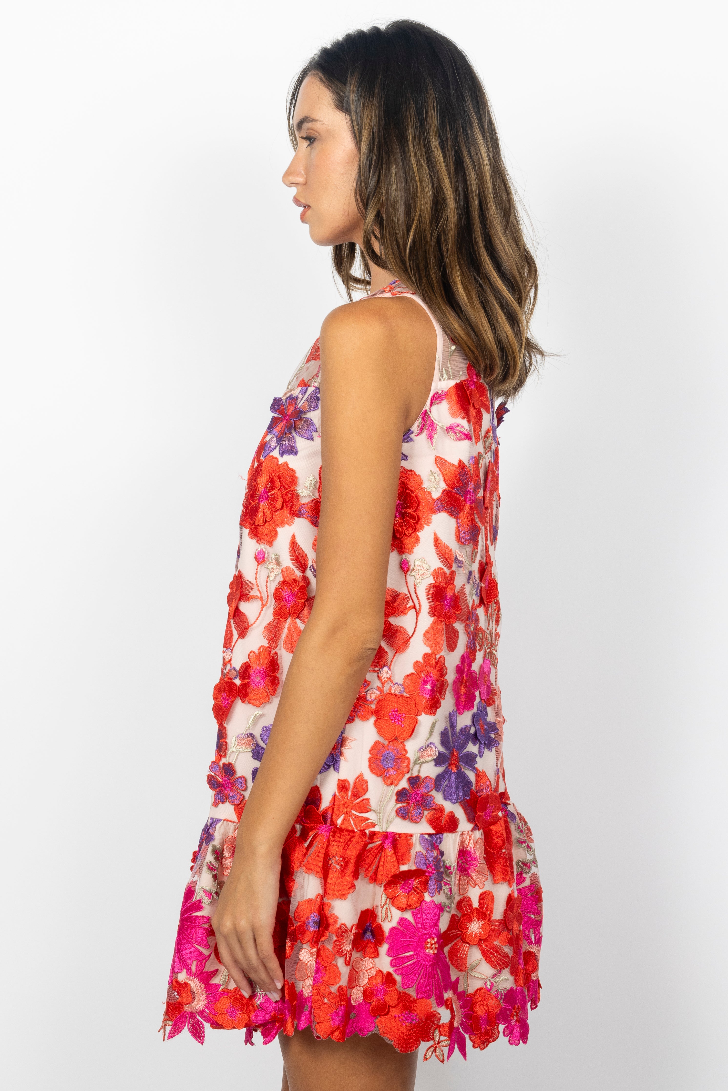 3D FLORAL MINI DRESS