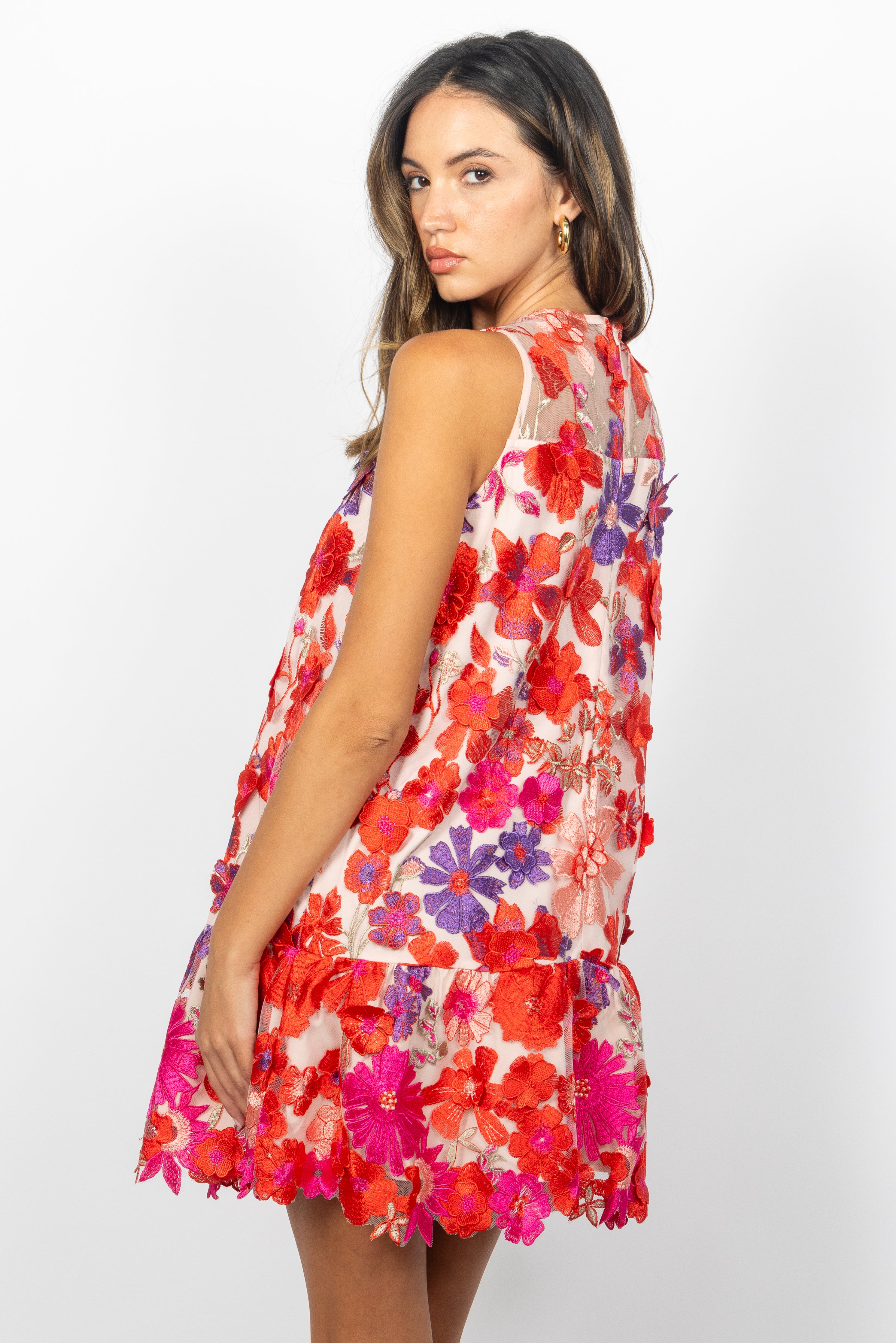 3D FLORAL MINI DRESS