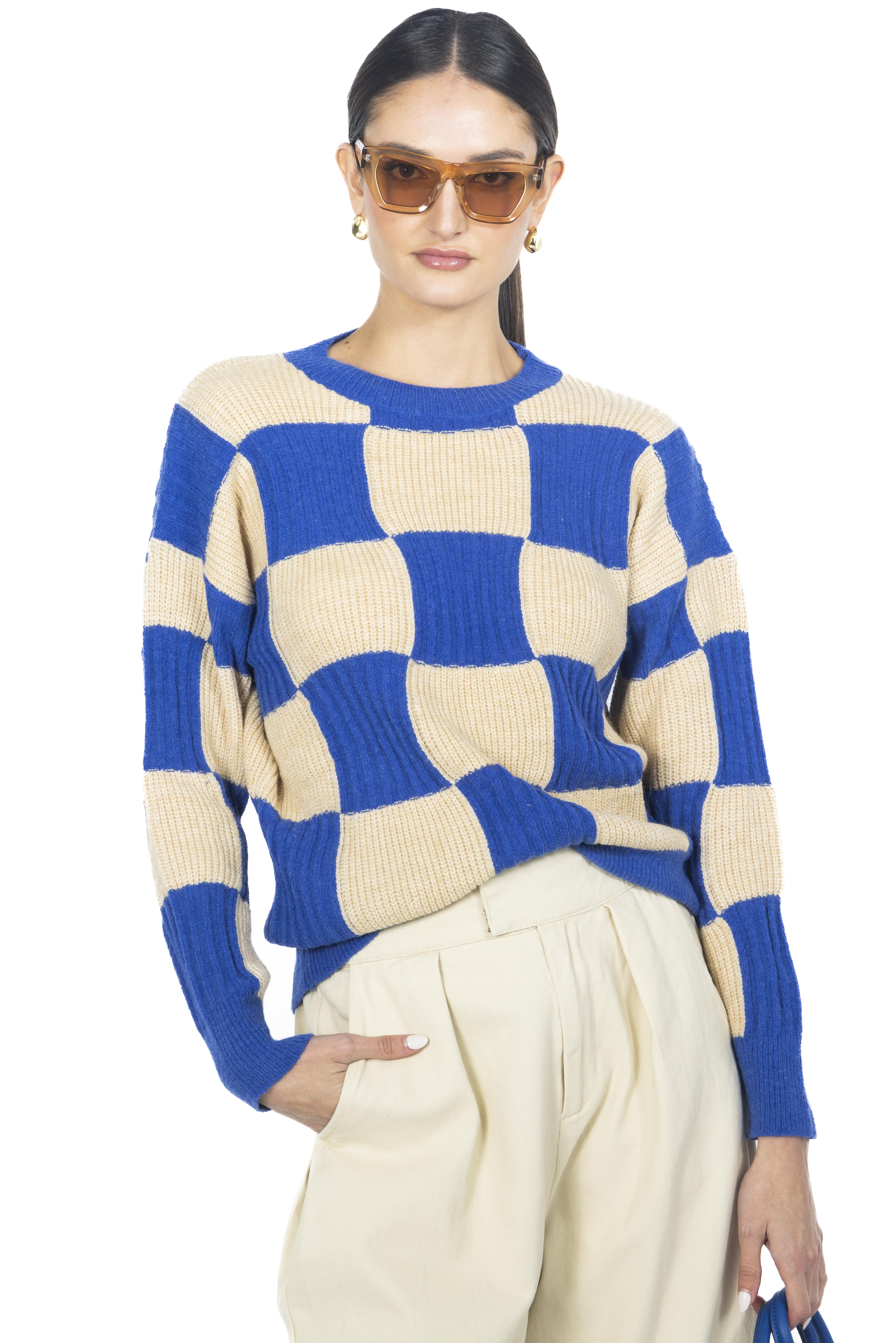 BLUE IVY CHECKERED SWEATER