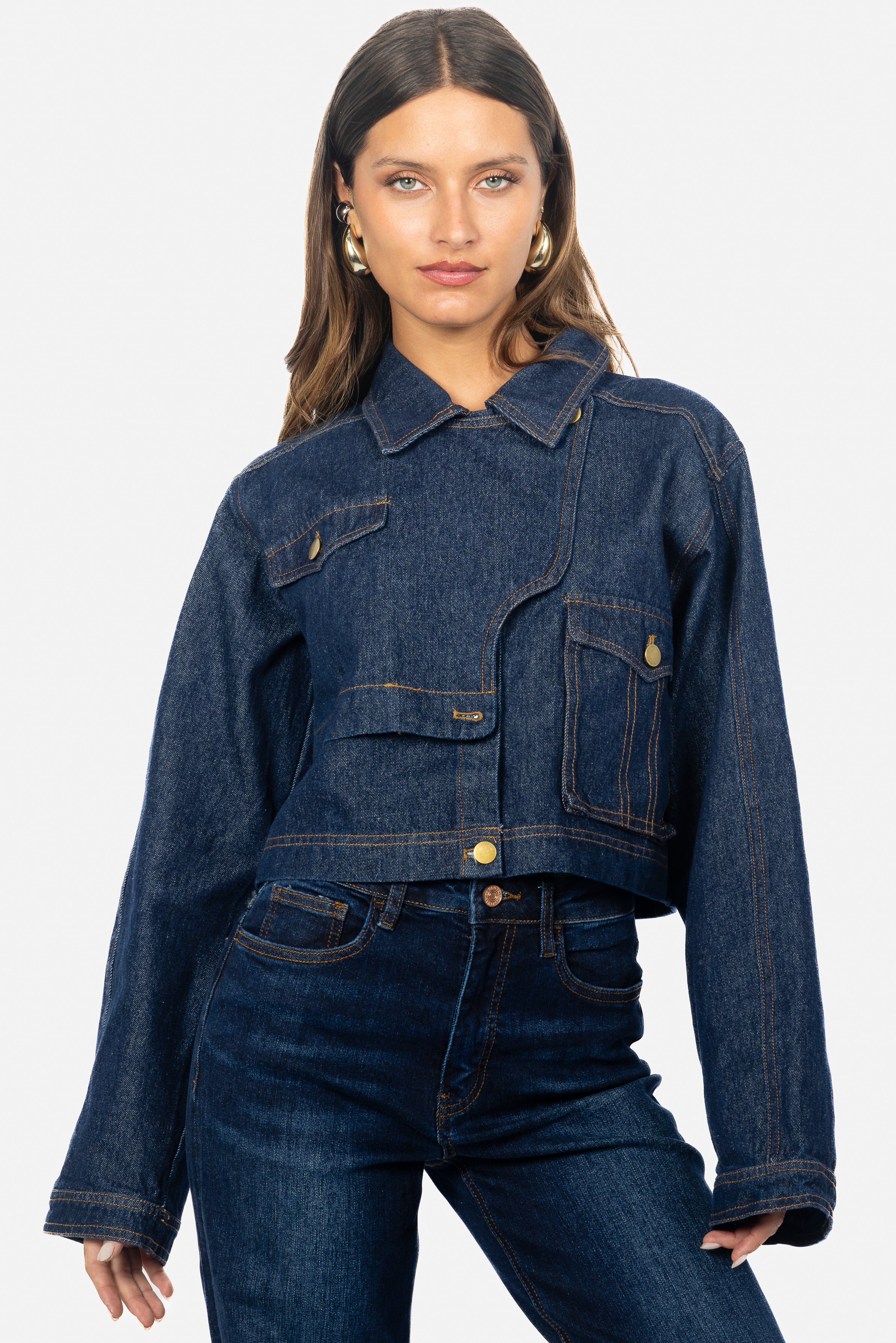 DENIM STRUCTURED CROP JACKET