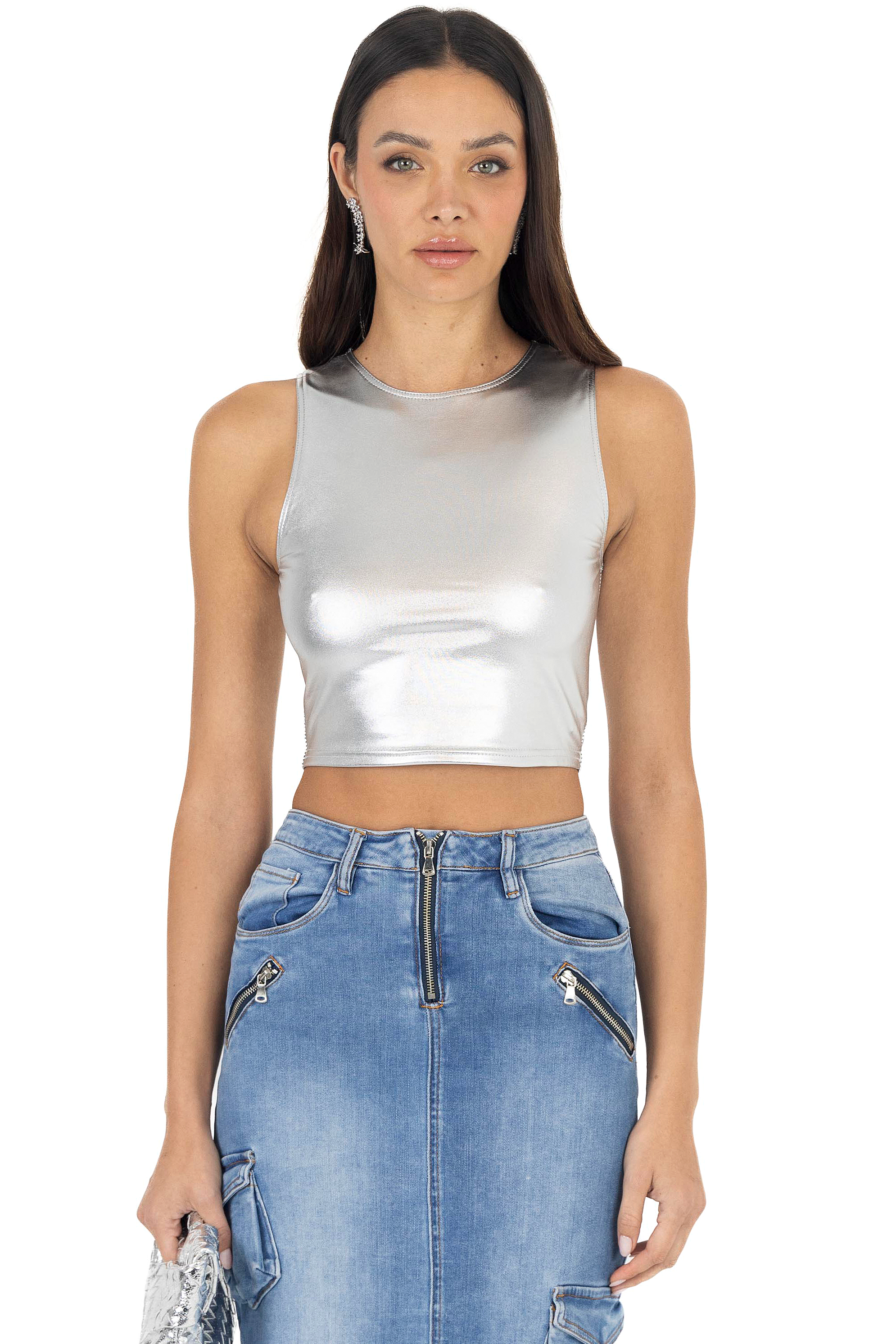 SILVER MINI TANK TOP - S T Y L E B Y G G 