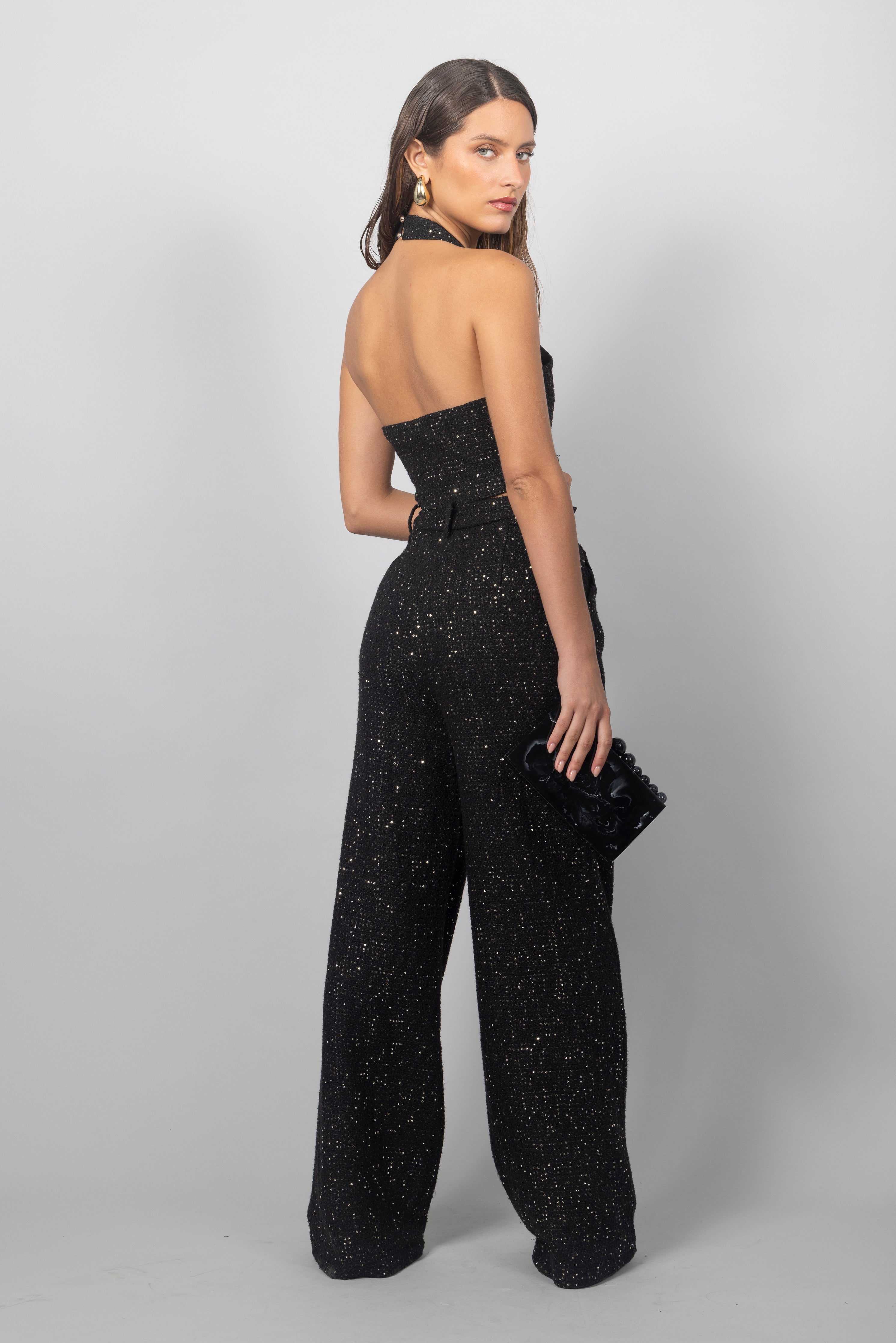 BLACK SEQUIN TWEED SET