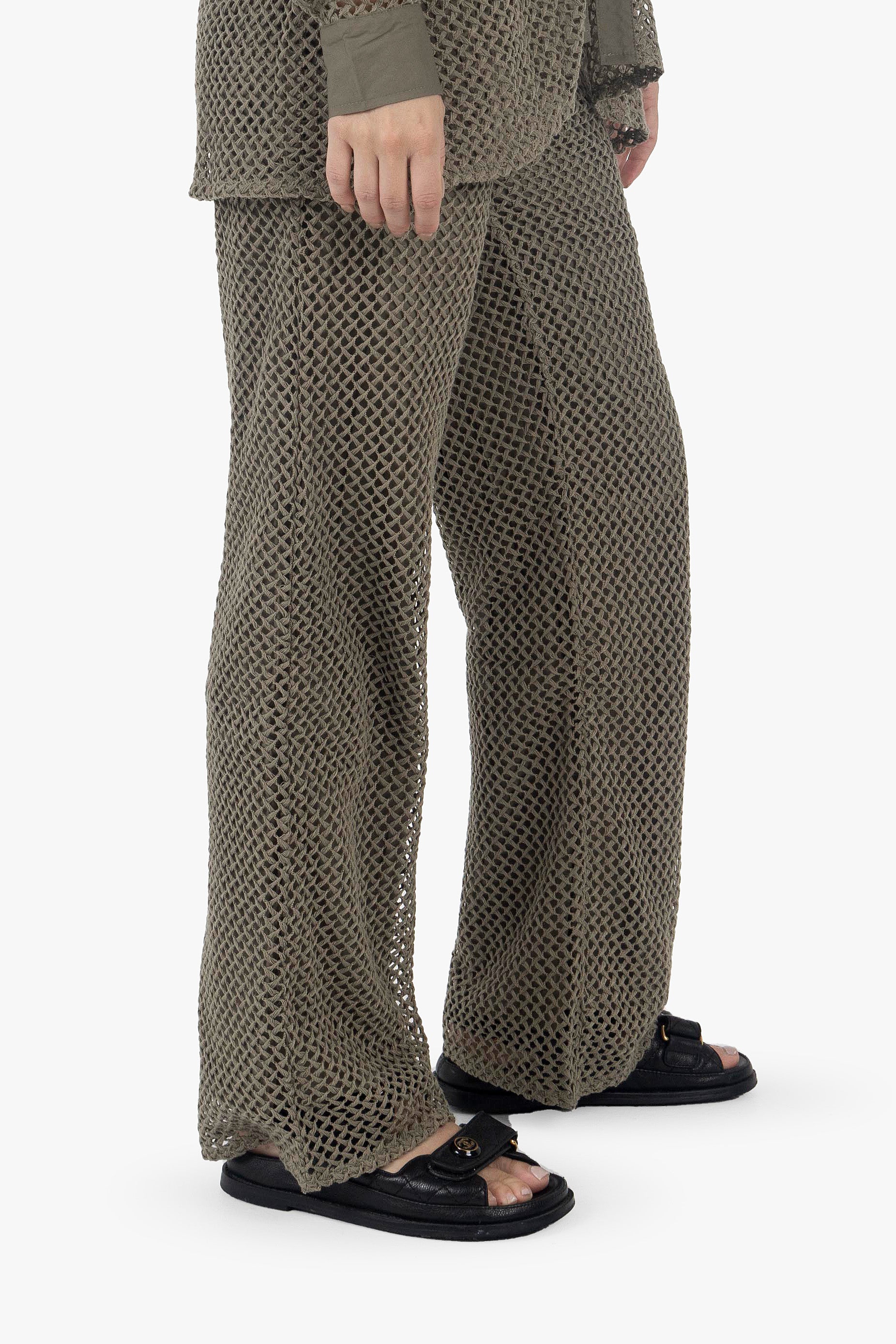 OLIVE KNIT TROUSERS