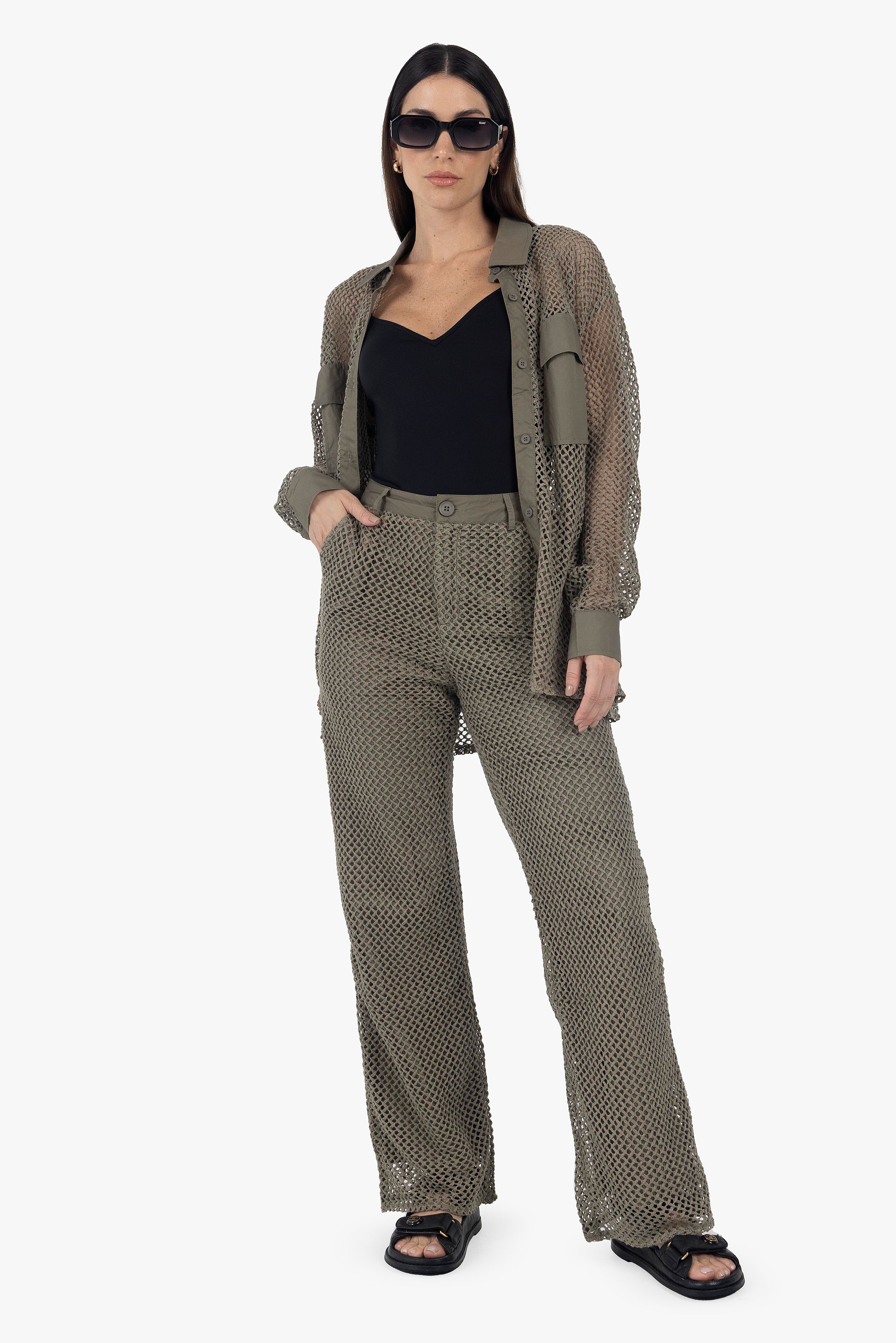 OLIVE KNIT TROUSERS