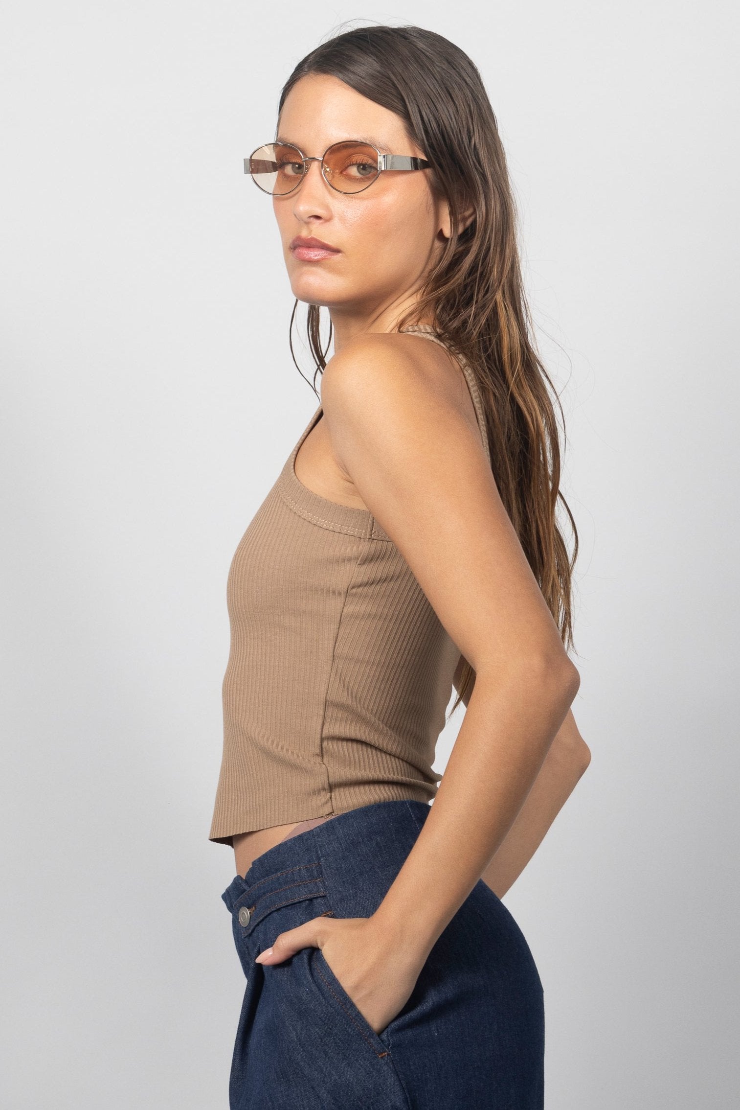 TAUPE RIBBED TOP