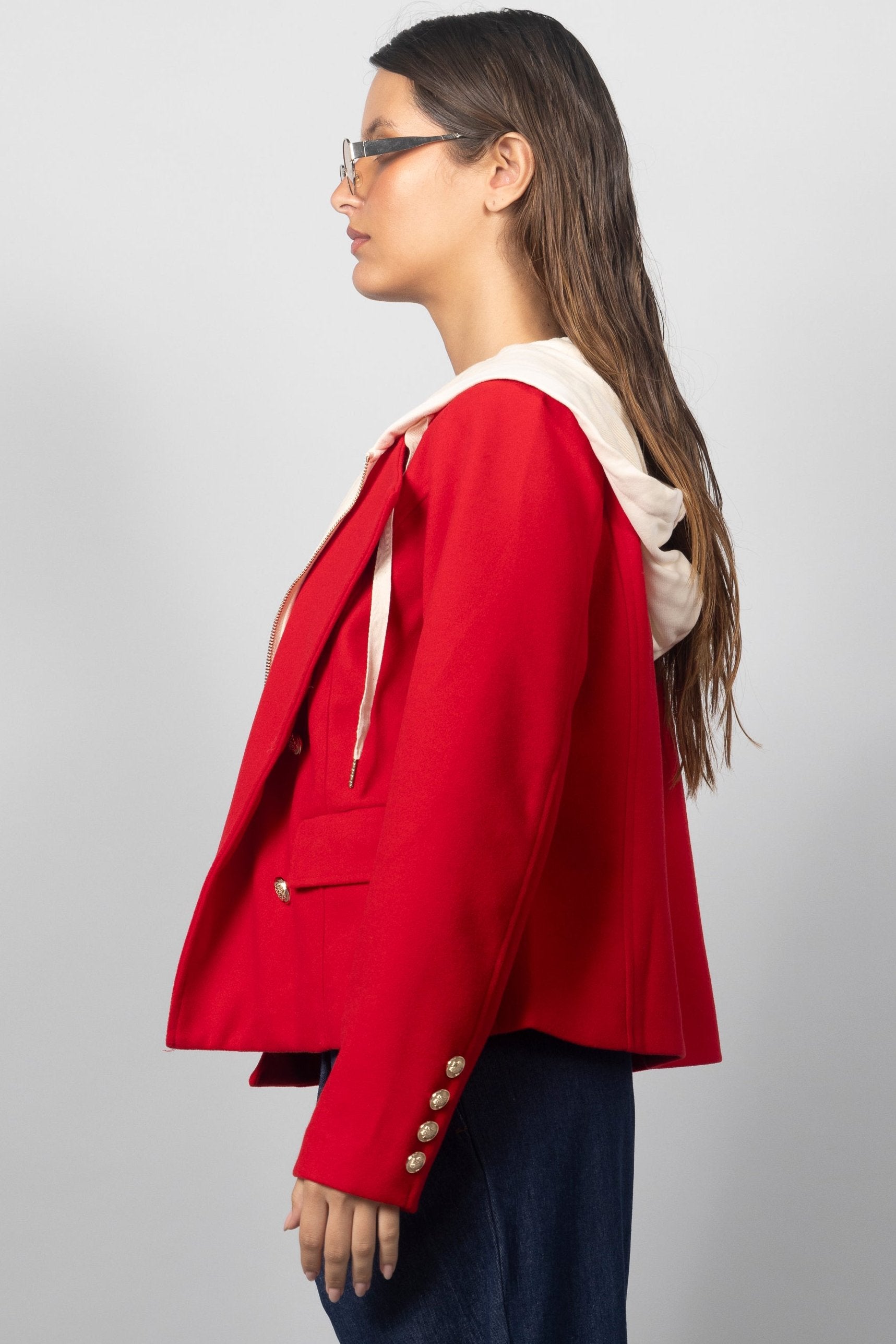 RED HOODIE BLAZER