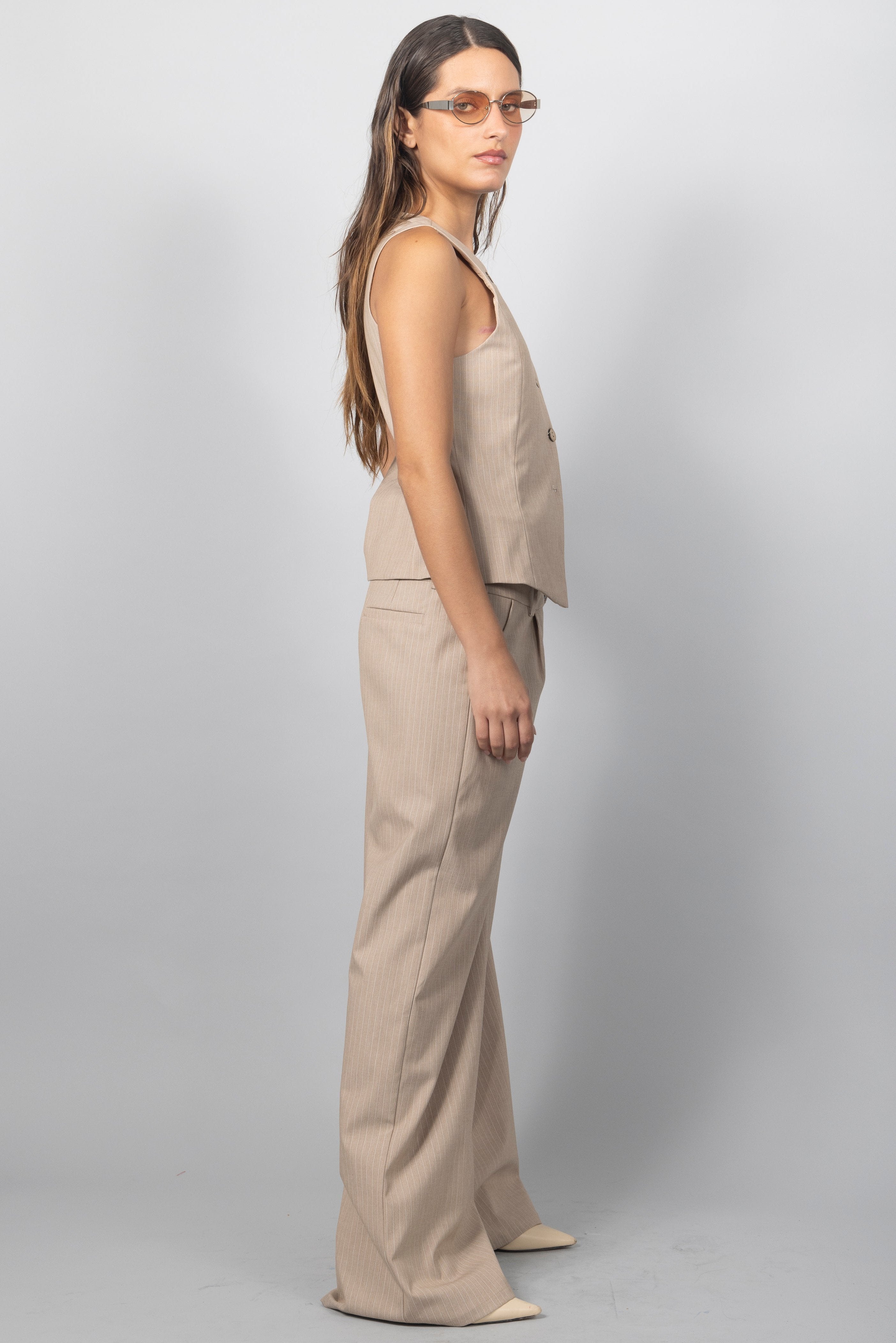 BEIGE DENIM CONTRAST PANT