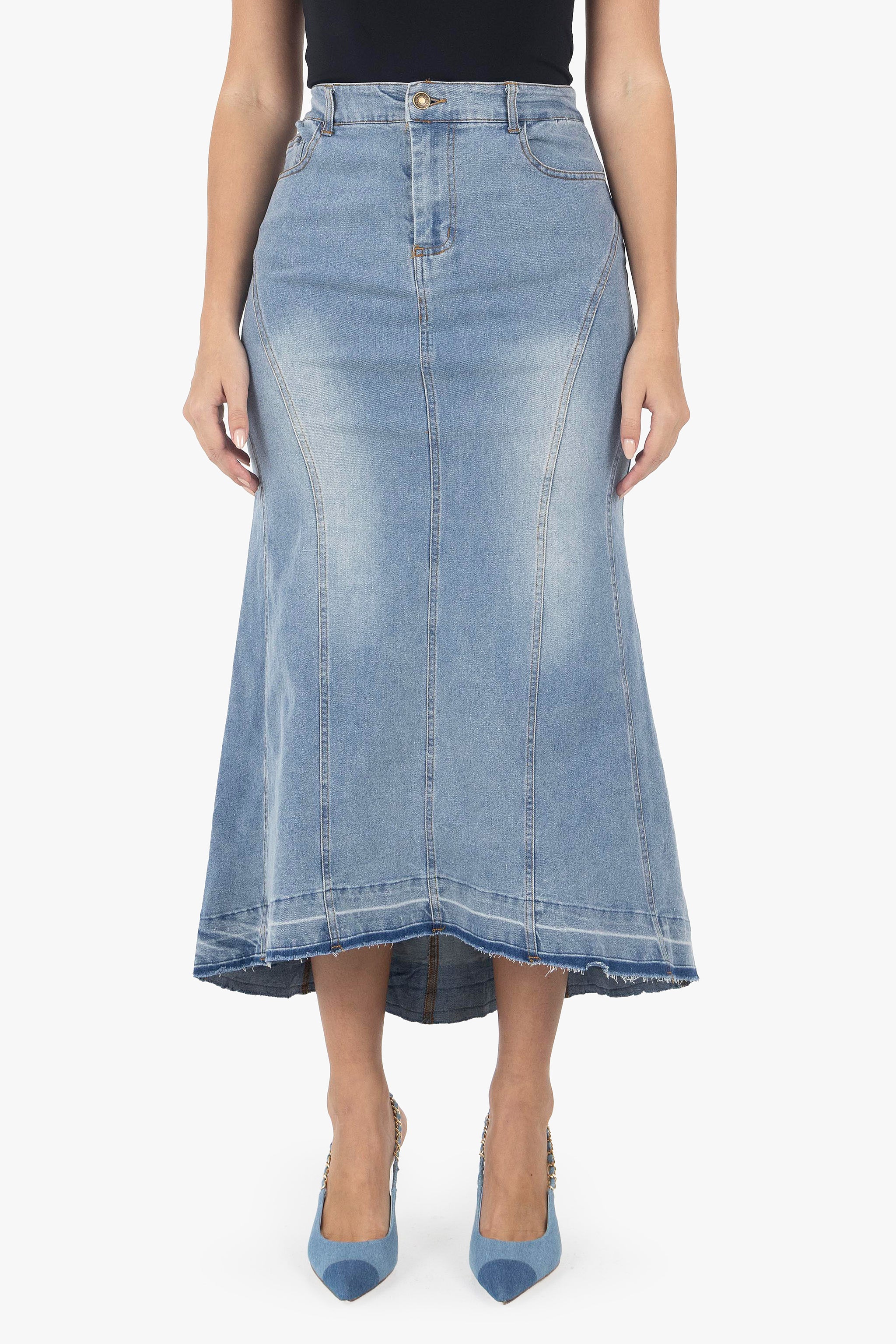 DENIM MERMAID MAXI SKIRT