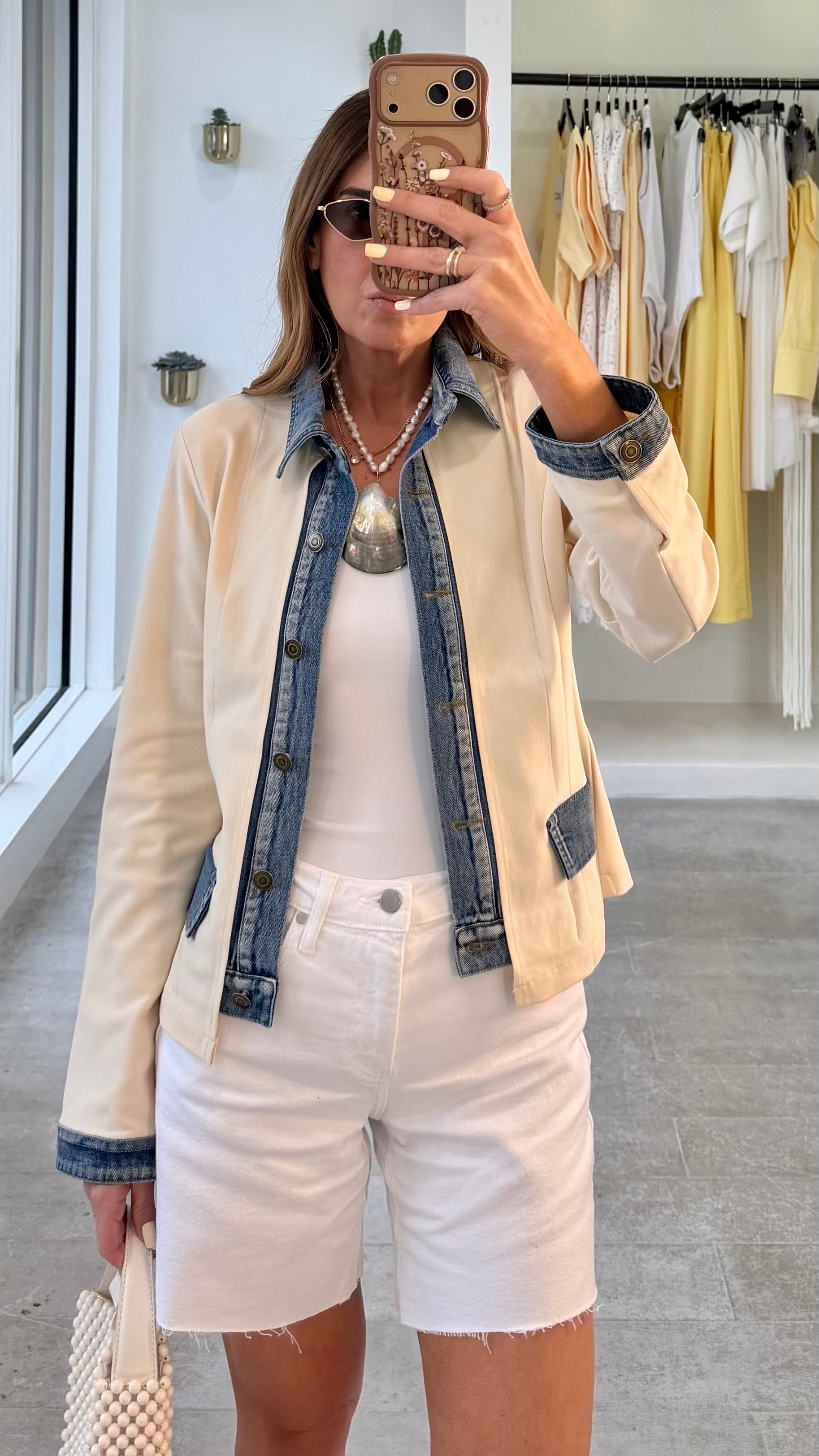 DENIM IVORY KNIT JACKET