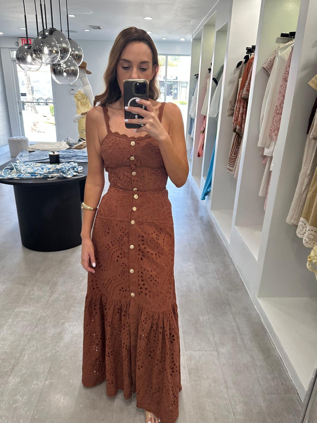 BROWN CORSET MAXI SET