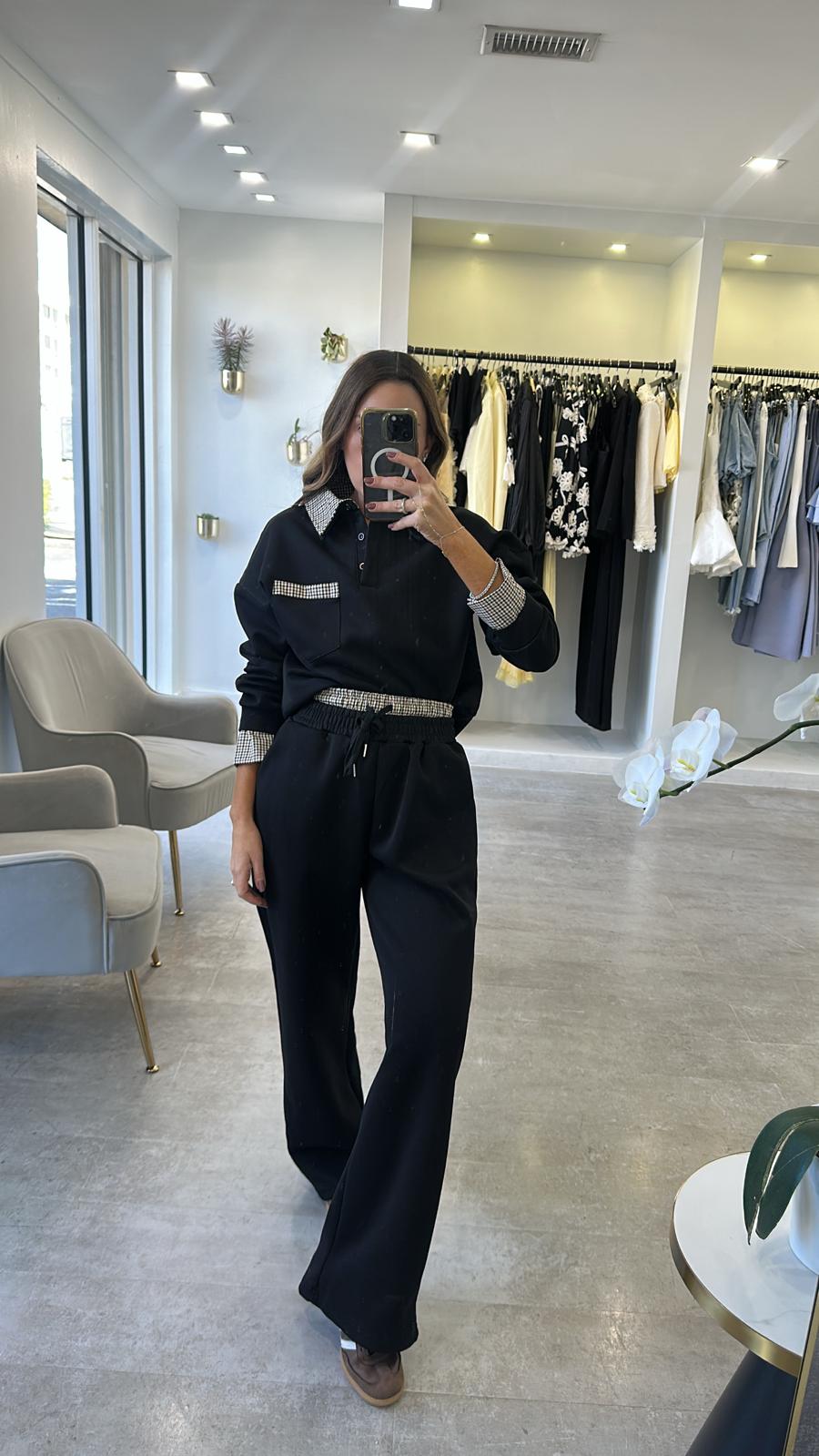 BLACK CHECK SWEAT SET