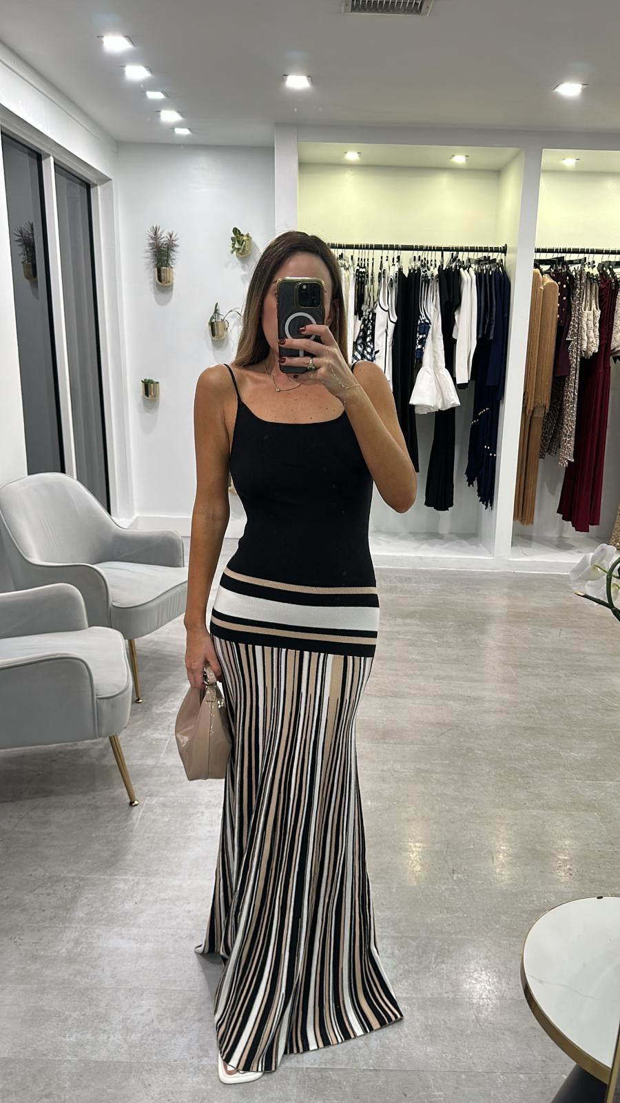 NUDE KNIT STRIPE MAXI