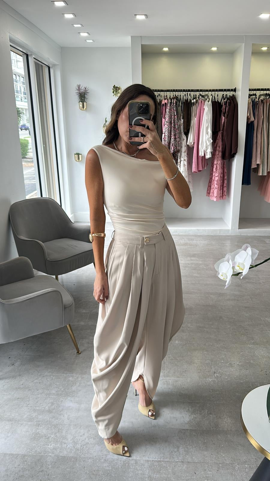 ECRU DRAPE TROUSERS