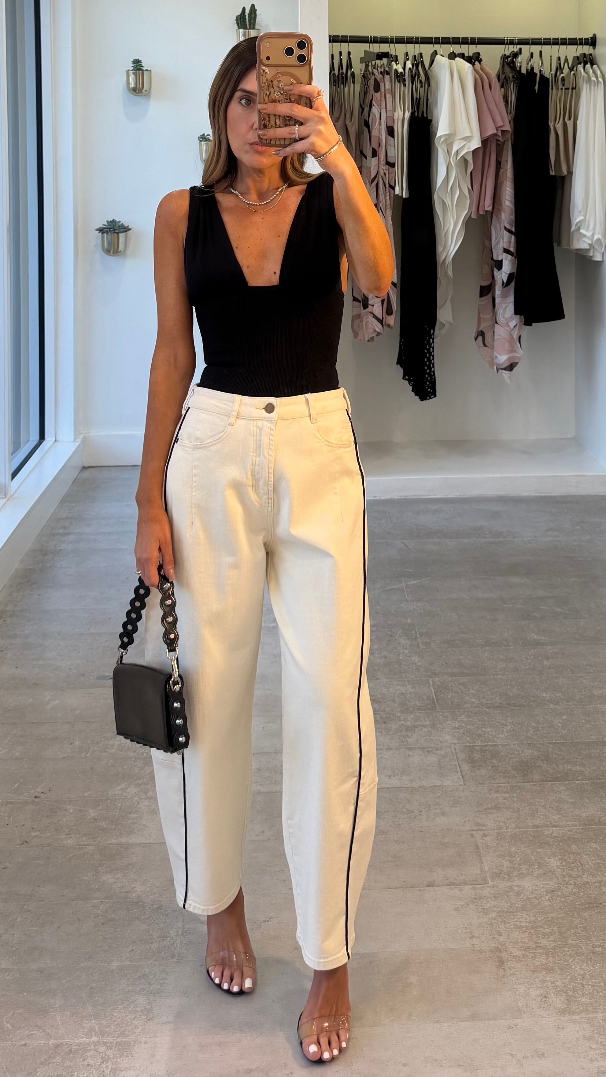 BONE STRIPE DENIM