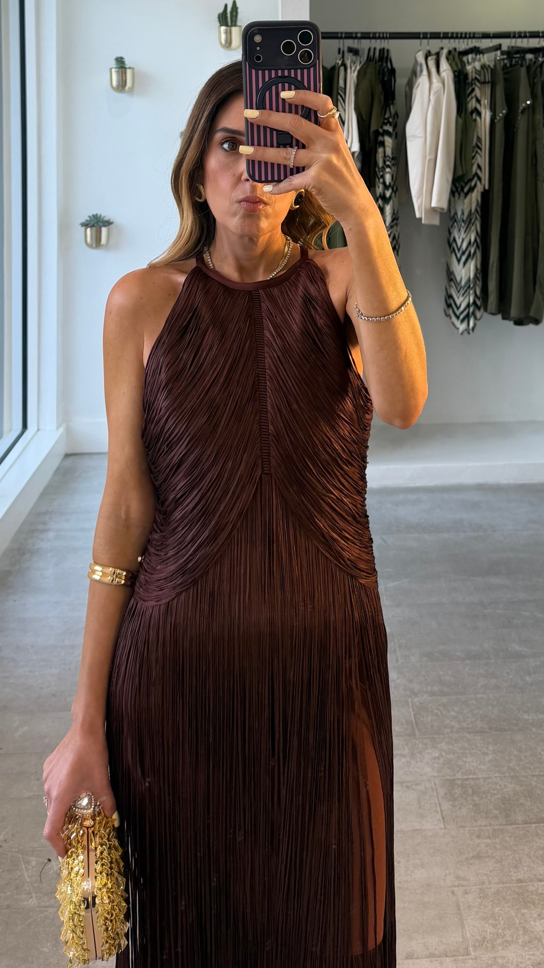BRONZE FRINGE DRESS