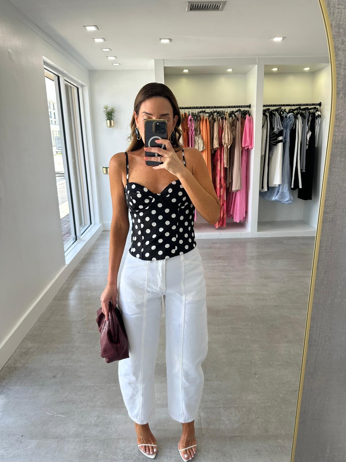 WHITE BARREL JEANS