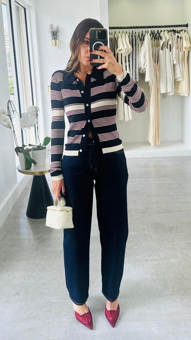 NAVY STRIPE CARDIGAN