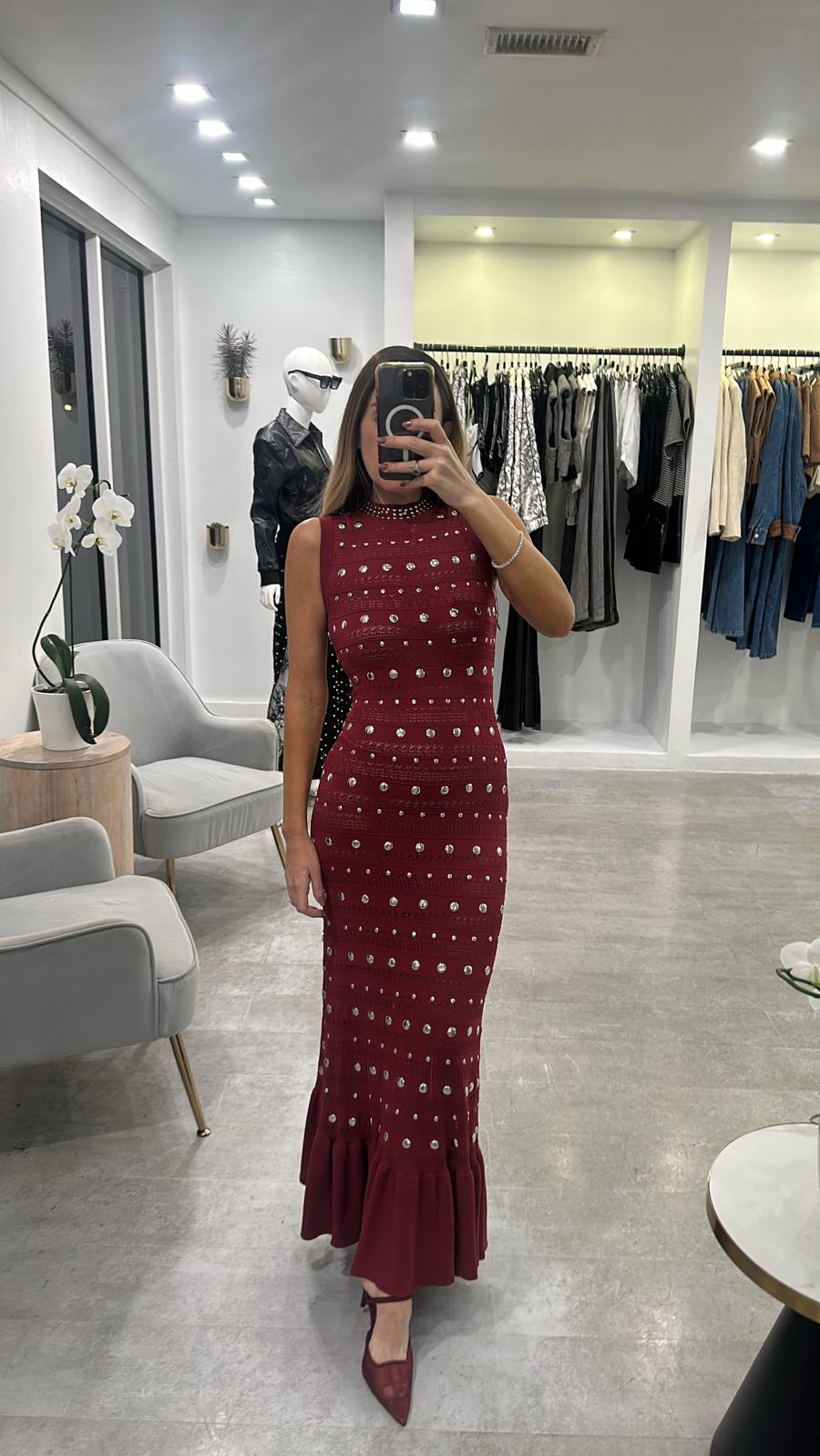 BURGY STUD MIDI DRESS