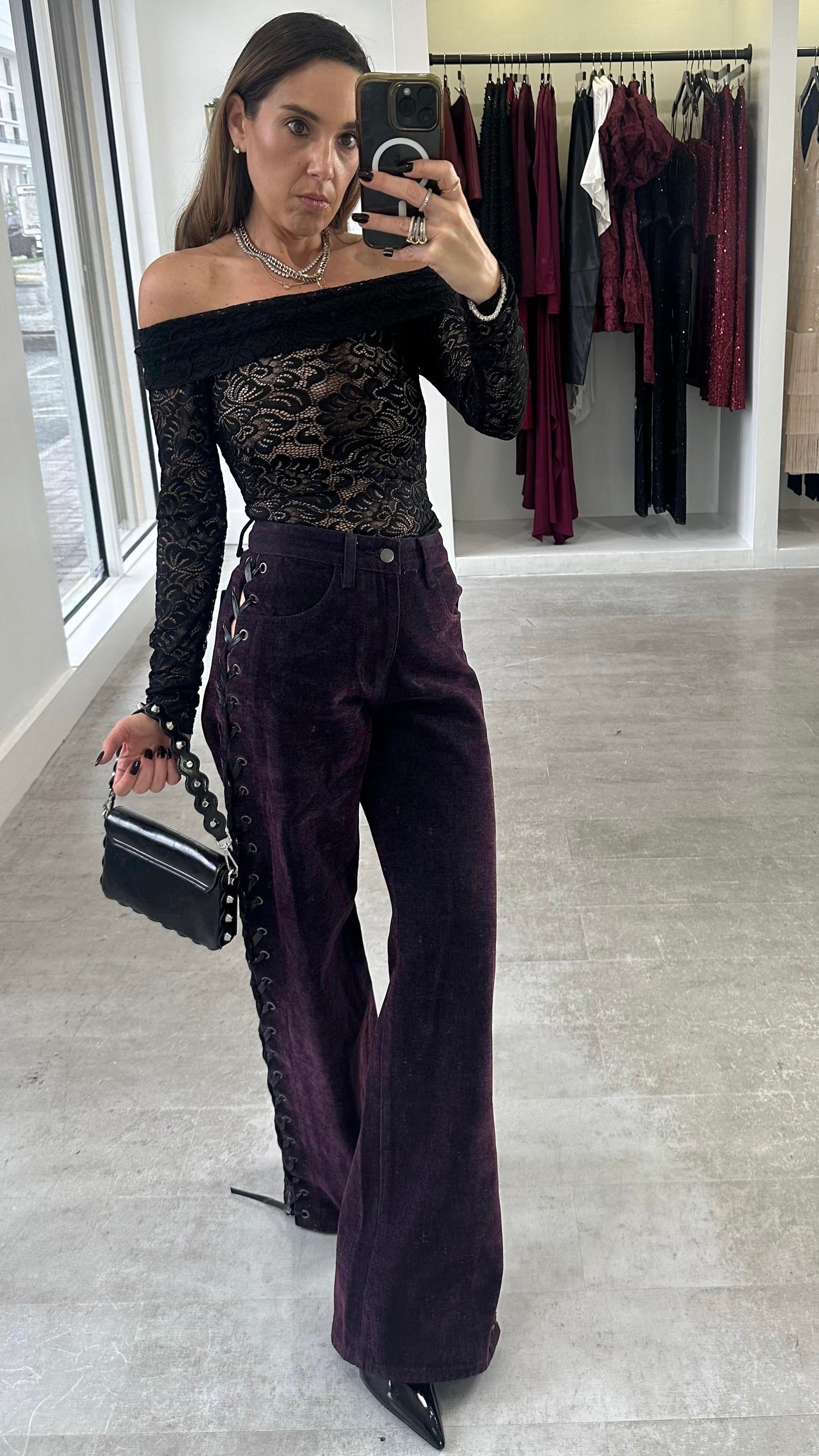 Velvet Corset Lace Jeans