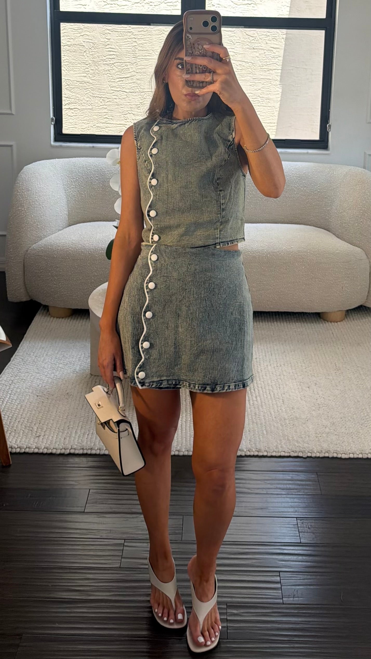 VINTAGE WASH DENIM SKIRT SET
