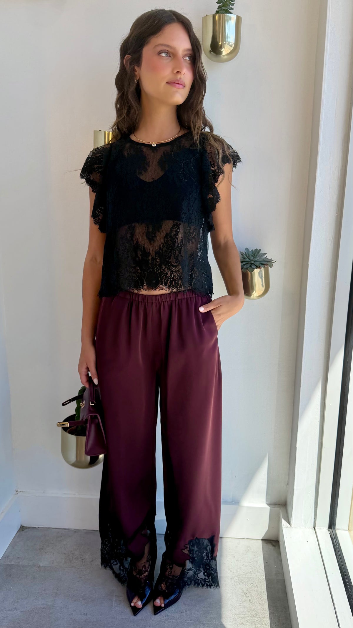 VELVET LACE PANTS