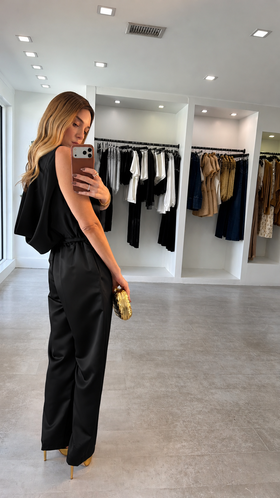 BLACK DRAPE JUMPSUIT