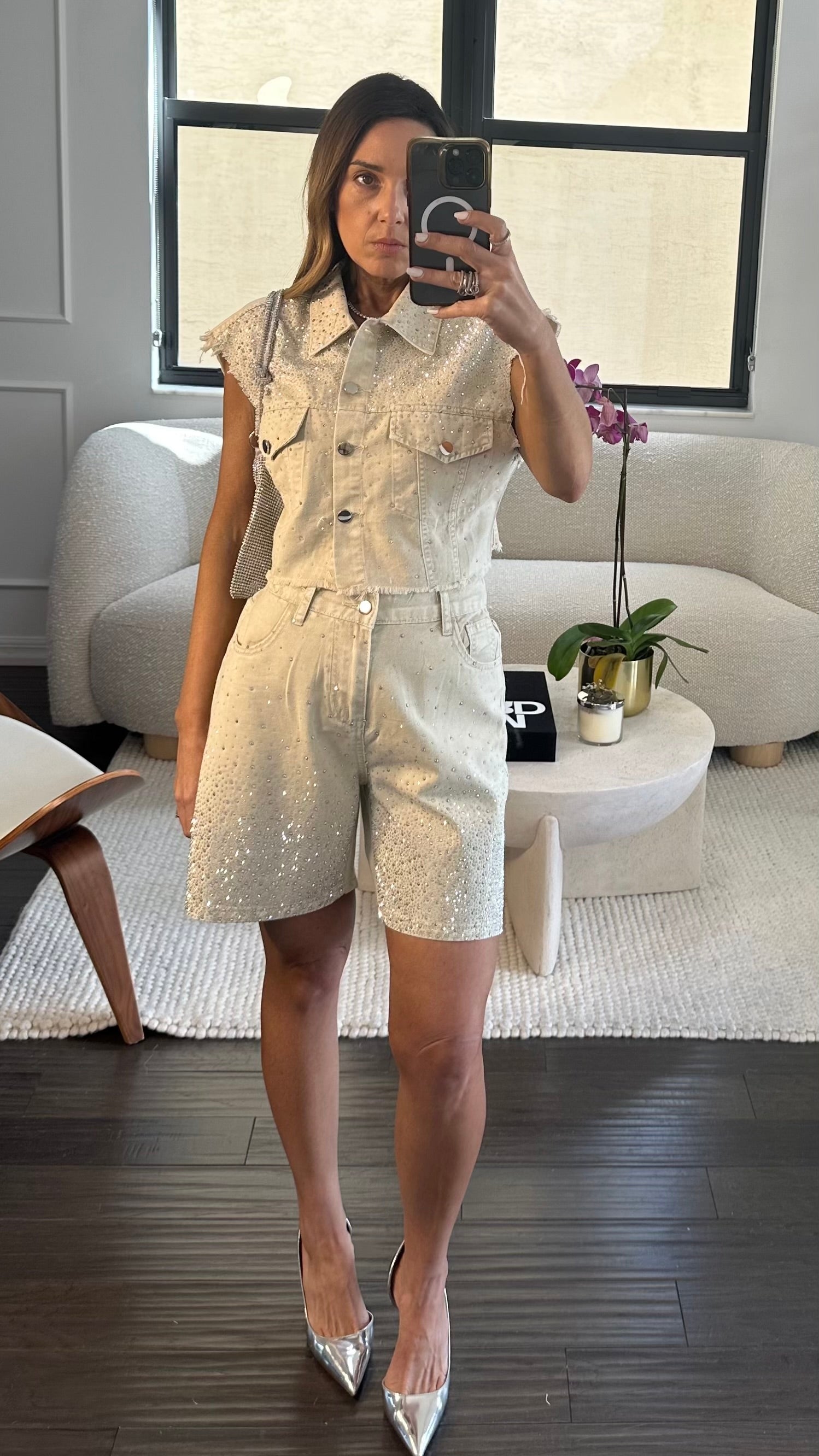 SHINY BONE BERMUDA SET