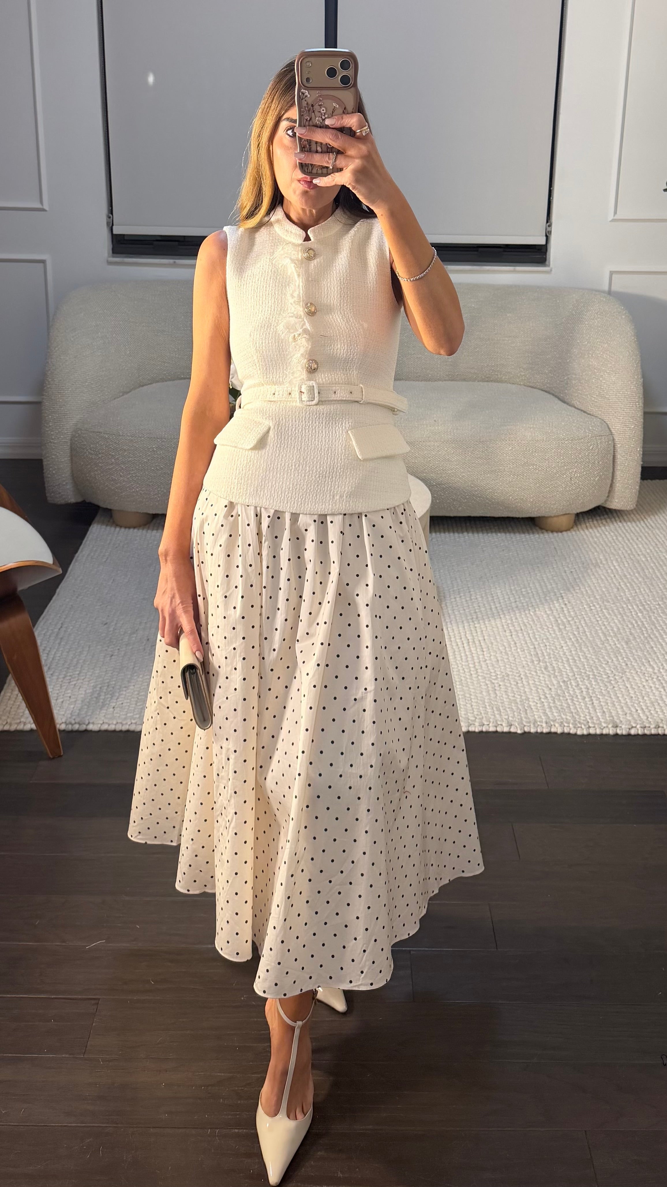 CHIC TWEED DOT MIDI