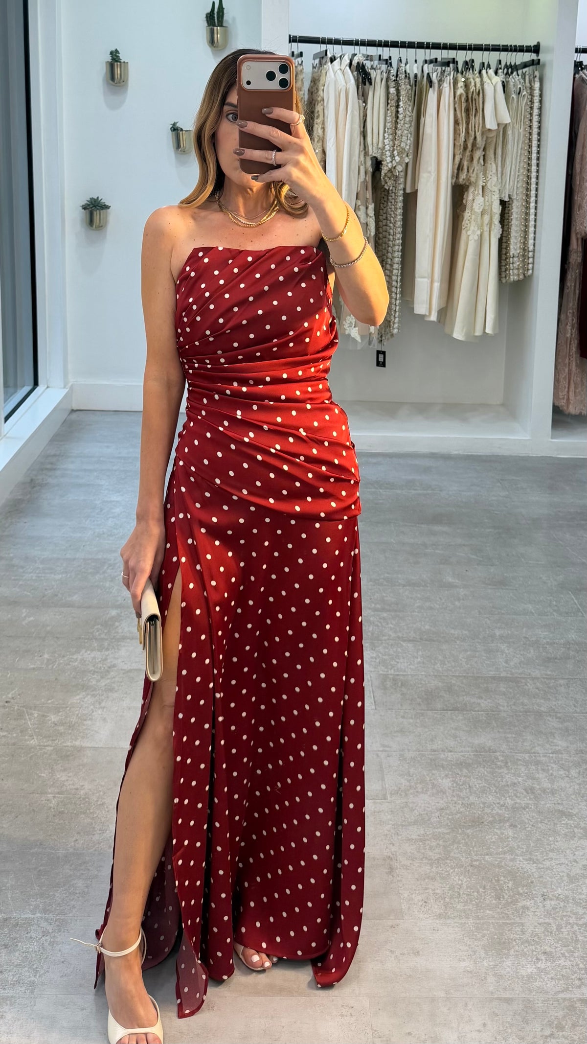 RED POLKA CORSET DRESS