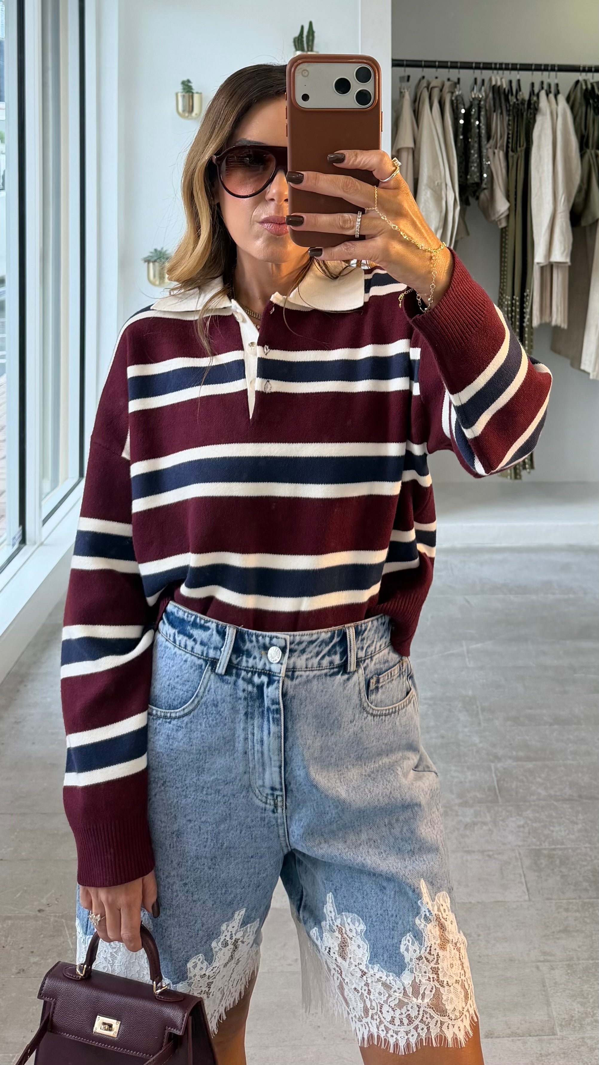 LACE DENIM BERMUDAS