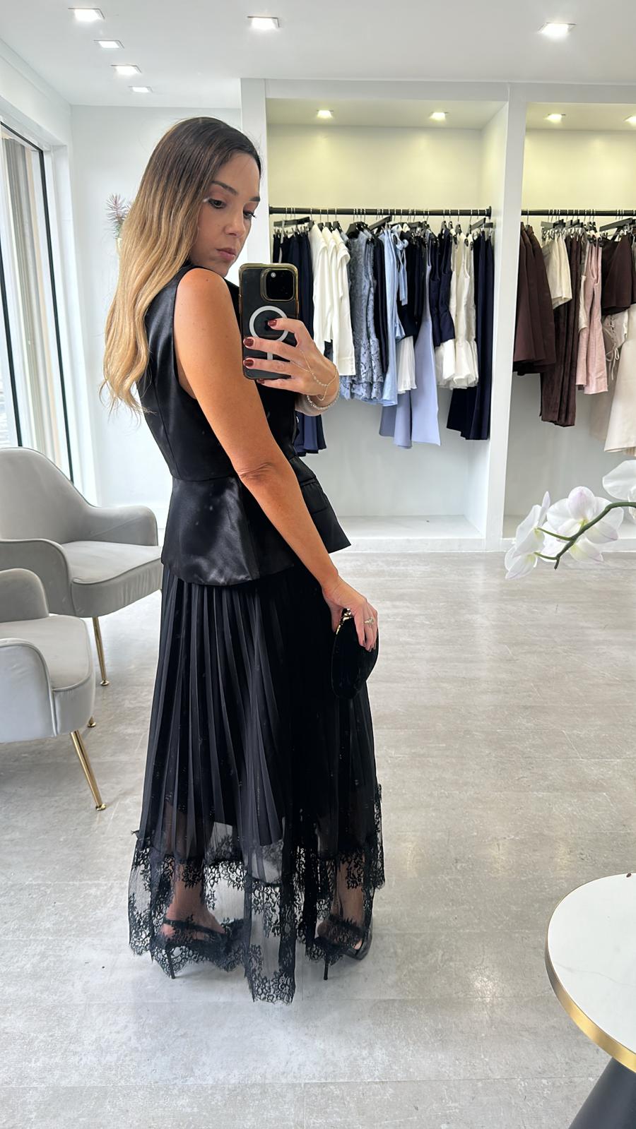 PLEAT LACE VEST SET