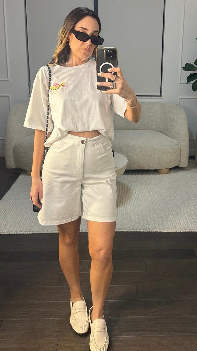 WHITE BERMUDAS