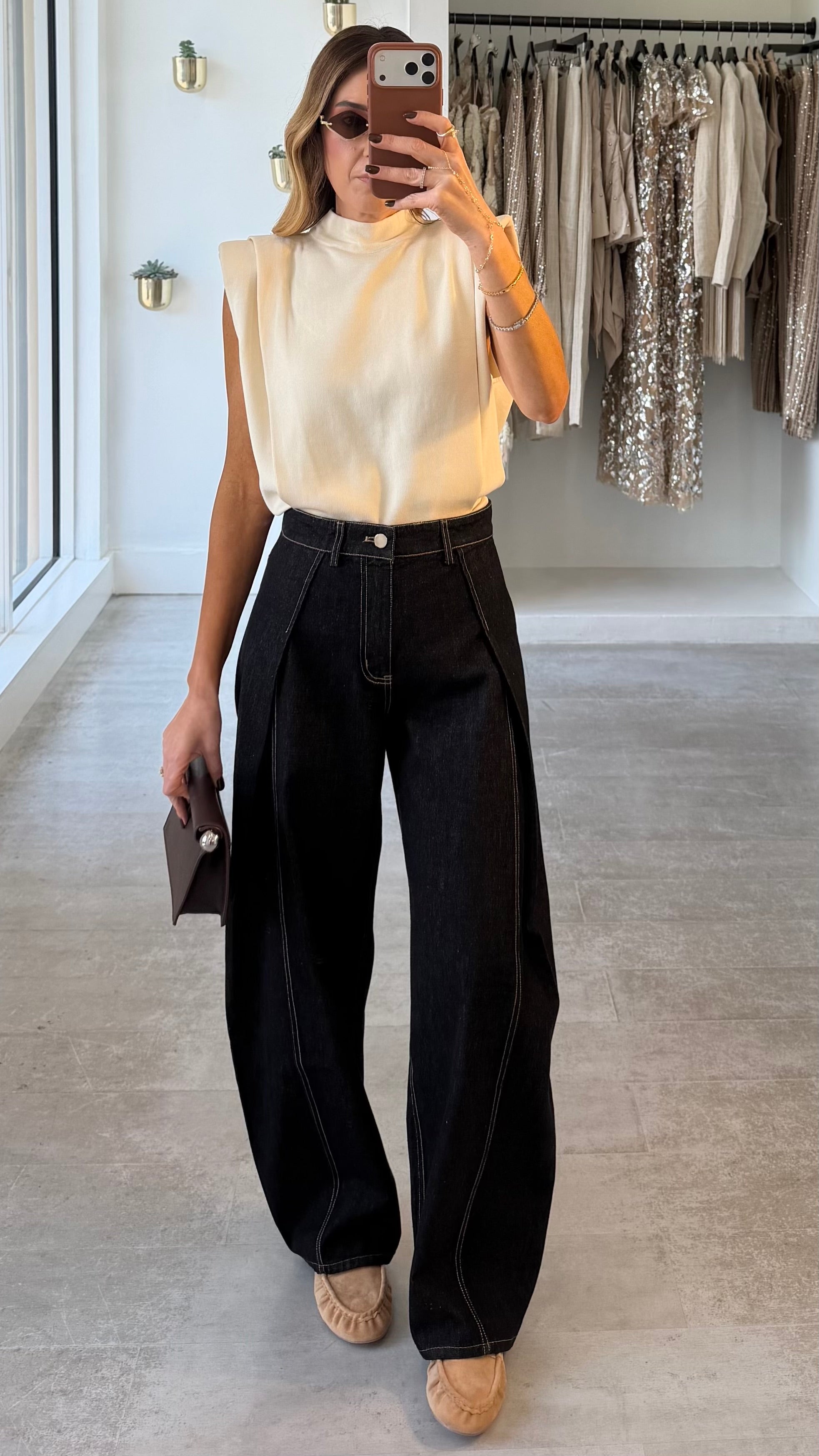 BEIGE PUFF TOP