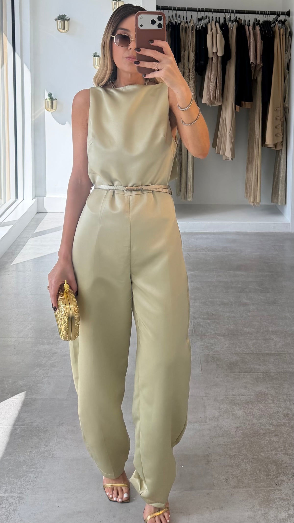 SAGE DRAPE JUMPSUIT