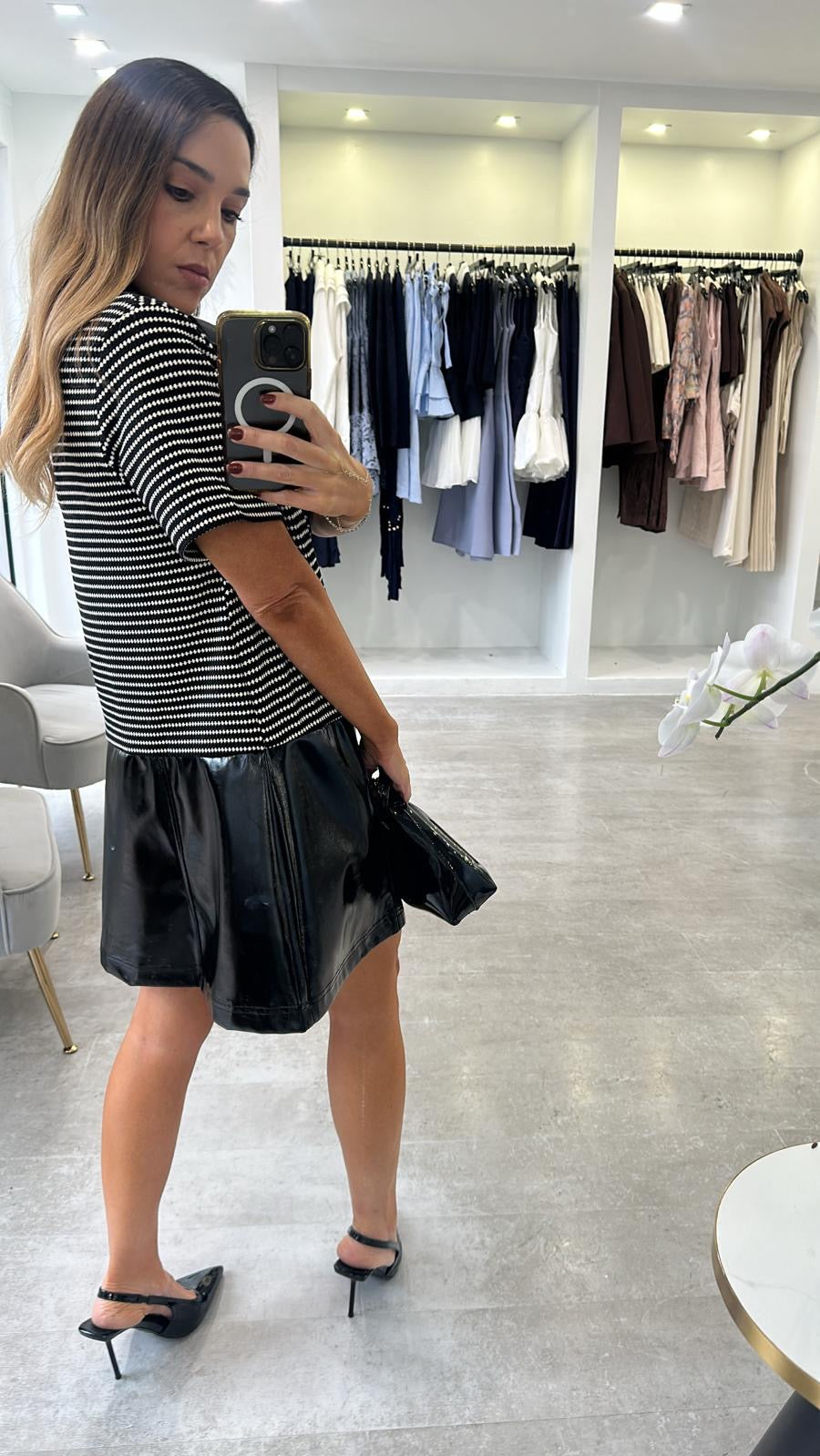 PATENT POLO DRESS