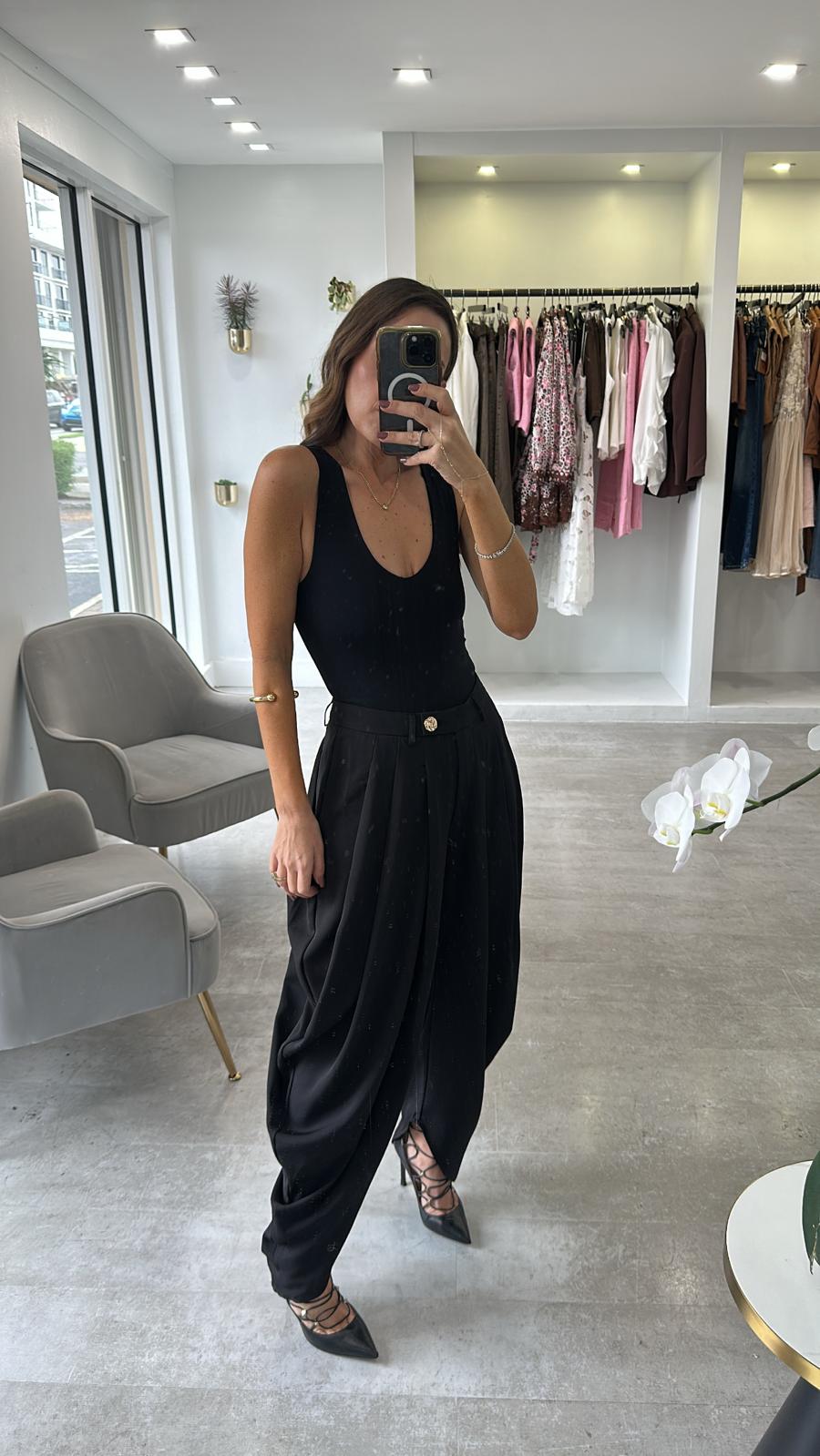 BLACK DRAPE TROUSERS